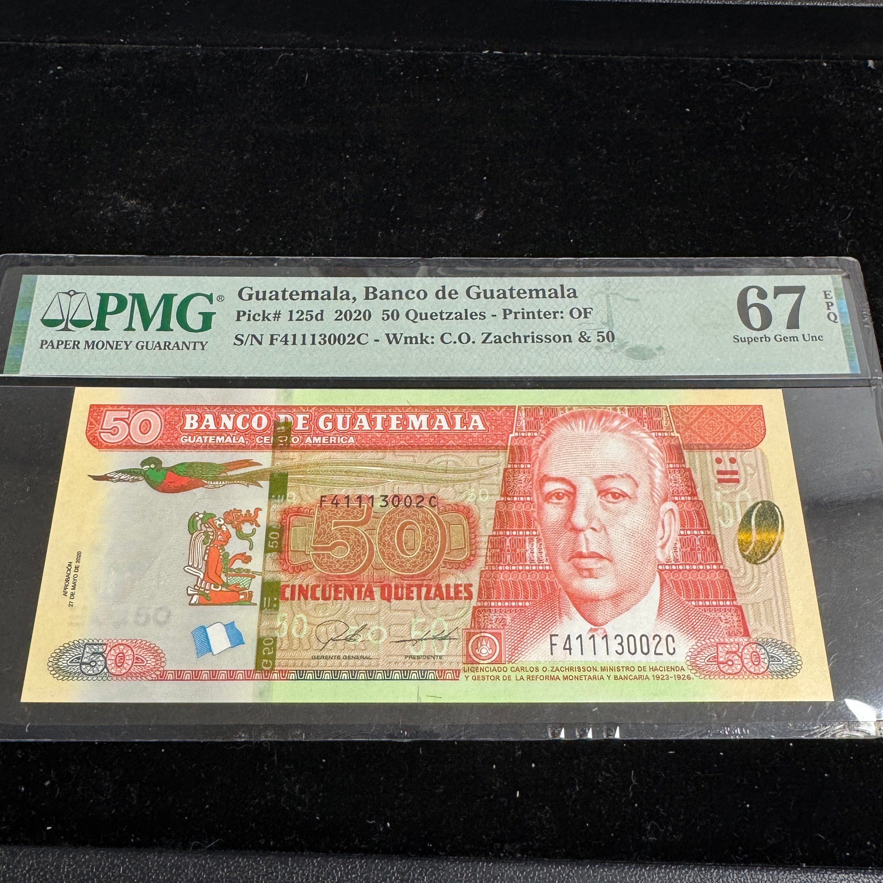Guatemala 2020 50 Quetzales, P#125d, PMG 67 Superb Gem Unc EPQ