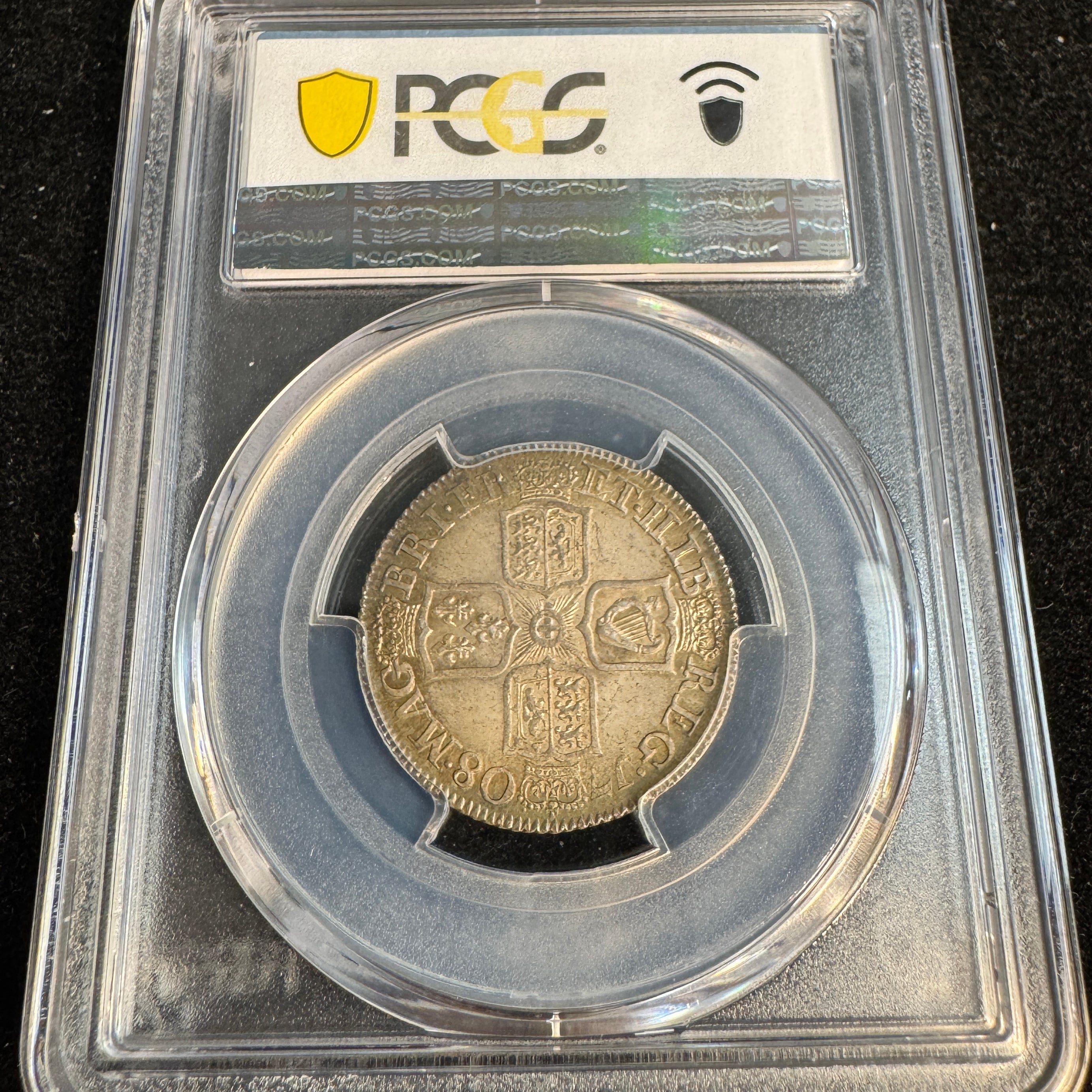 1708 Great Britain Shilling, Anne, S-3610 3rd Bust, PCGS MS-62