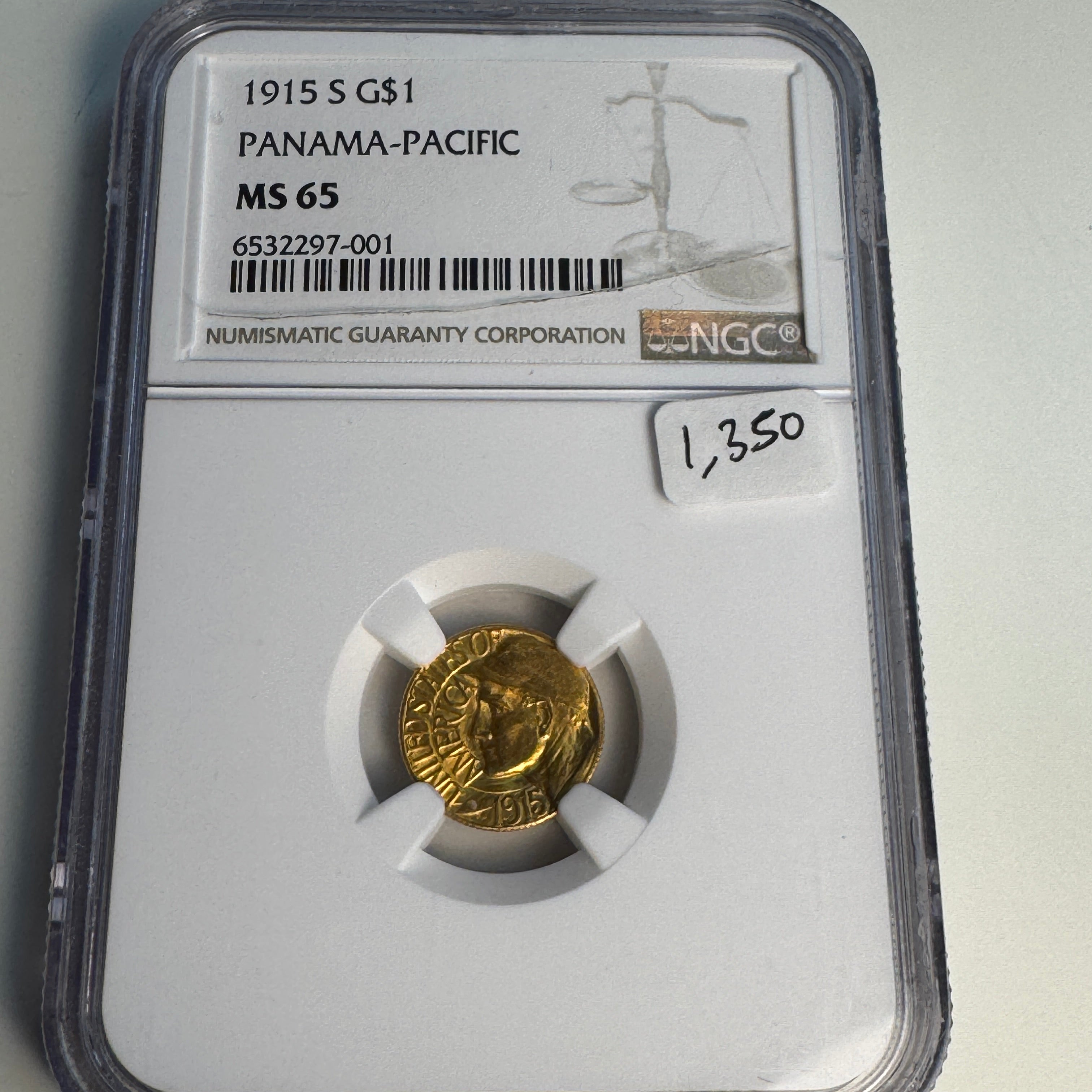 1915-S Panama-Pacific Expo $1 Gold Dollar, NGC MS-65