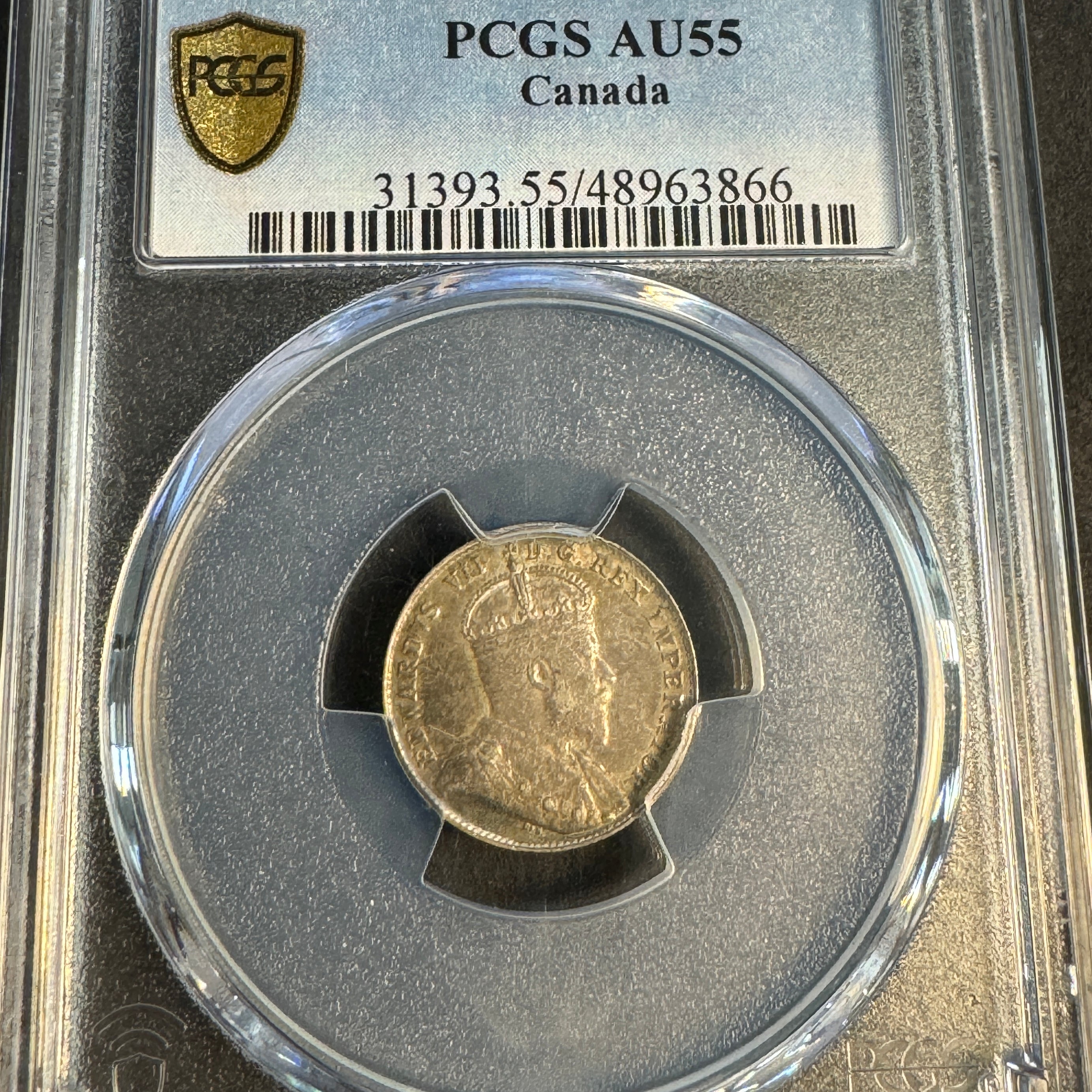 1902 (No Mintmark) Canada 10 Cents, Edward VII, PCGS AU-55