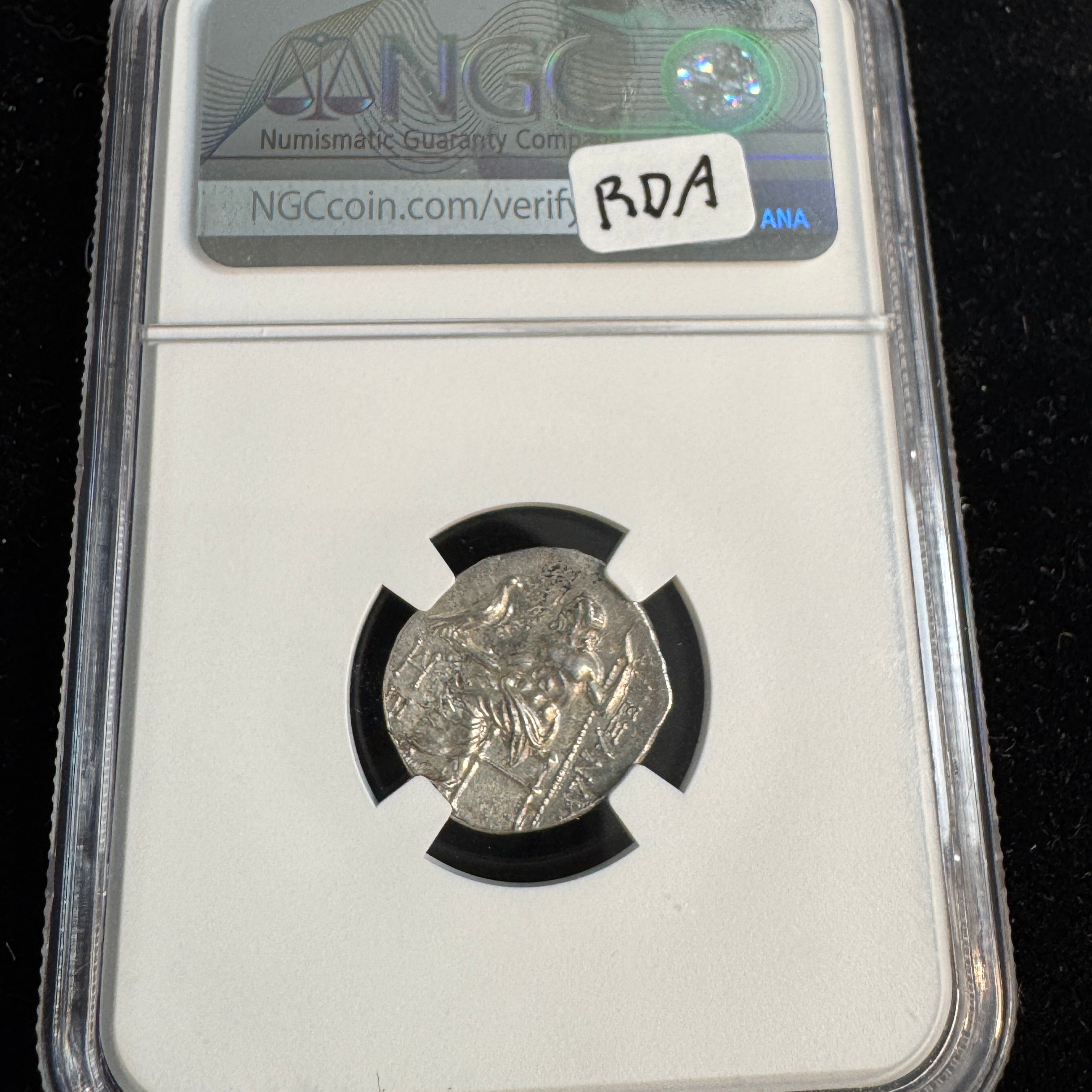 Alexander the Great Macedon AR Drachm, Heracles / Zeus, NGC Choice AU