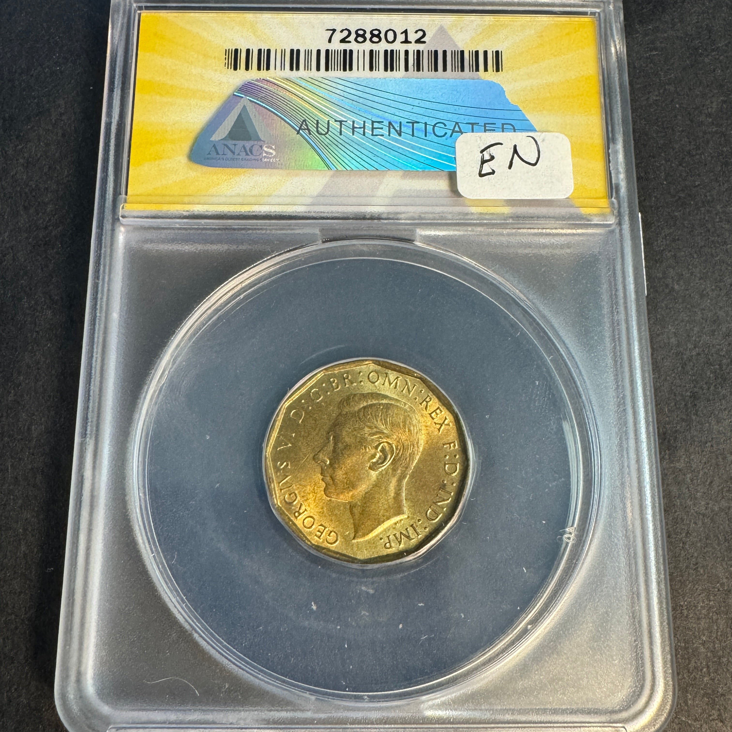 1948 Great Britain 3 Pence Ni-Br, KGVI, ANACS MS-63 🇬🇧