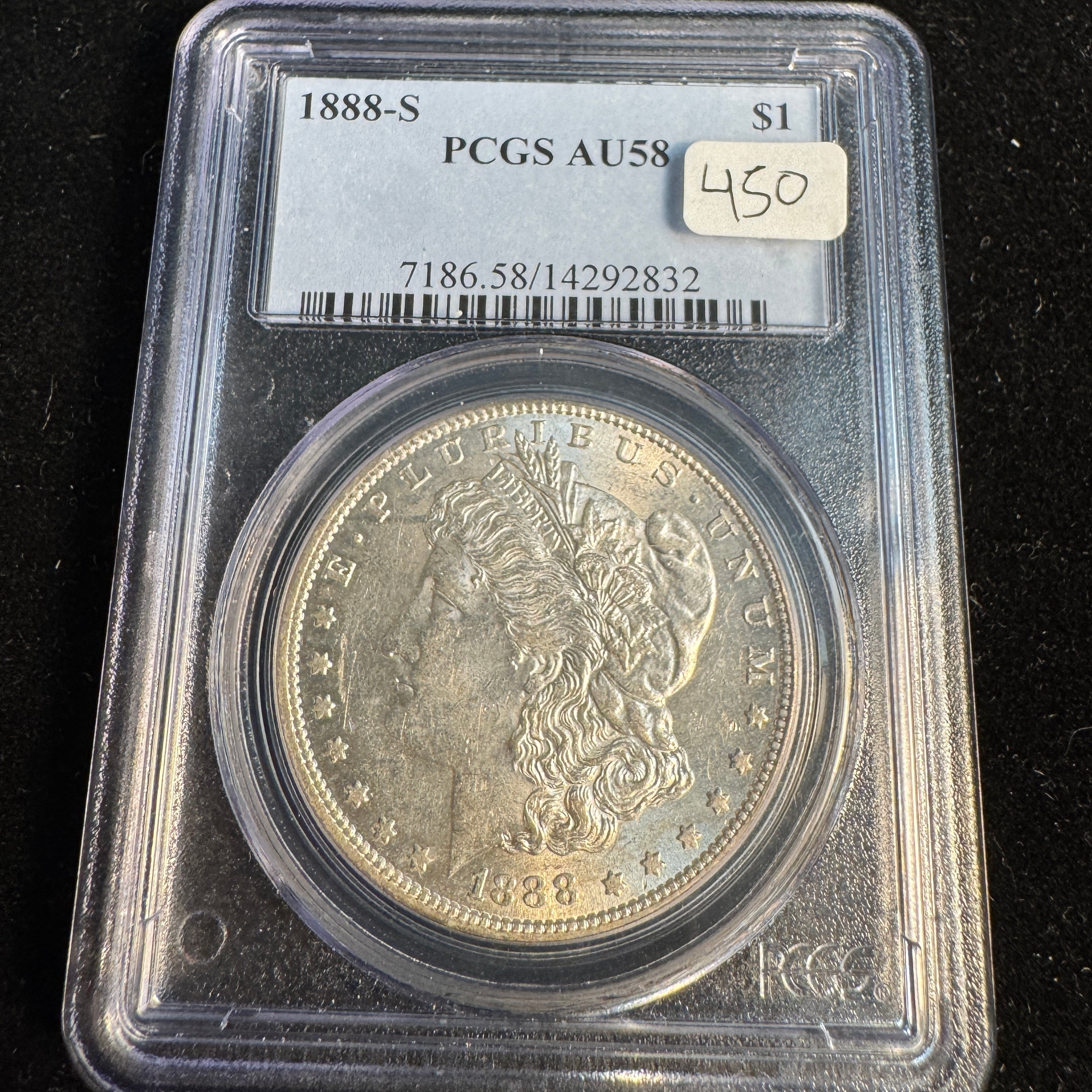 1888-S Morgan Silver Dollar, PCGS AU-58