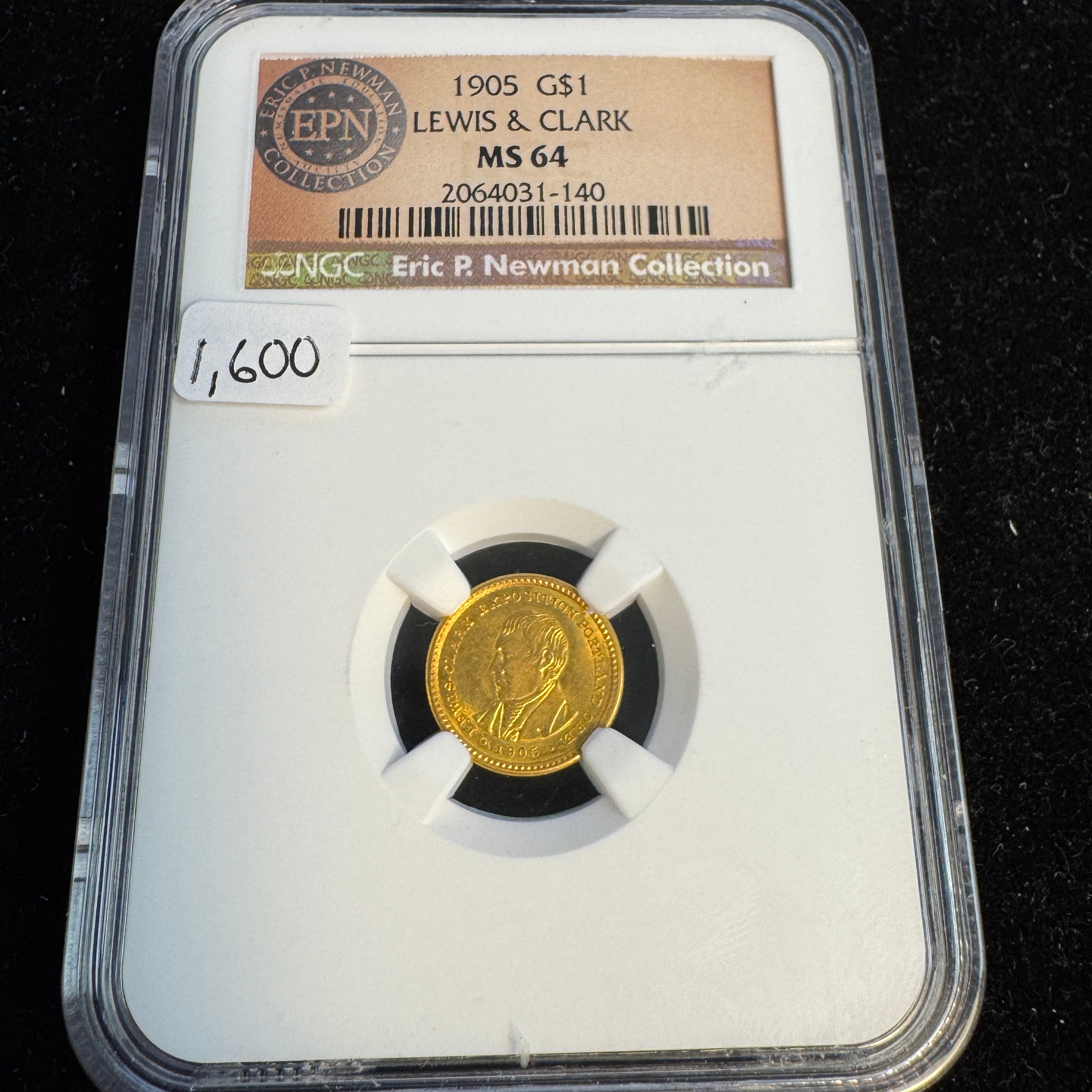1905 Lewis & Clark Commemorative Gold Dollar, Ex-Eric P. Newman, NGC MS-64