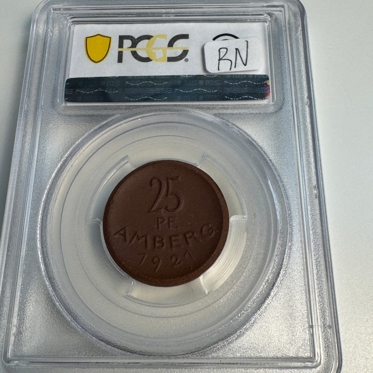 1921 Amberg Germany 25 Pfennig Brown Porcelain Notgeld, Sch-99a, PCGS MS-66 🇩🇪 Top Pop 3/0 ⭐️