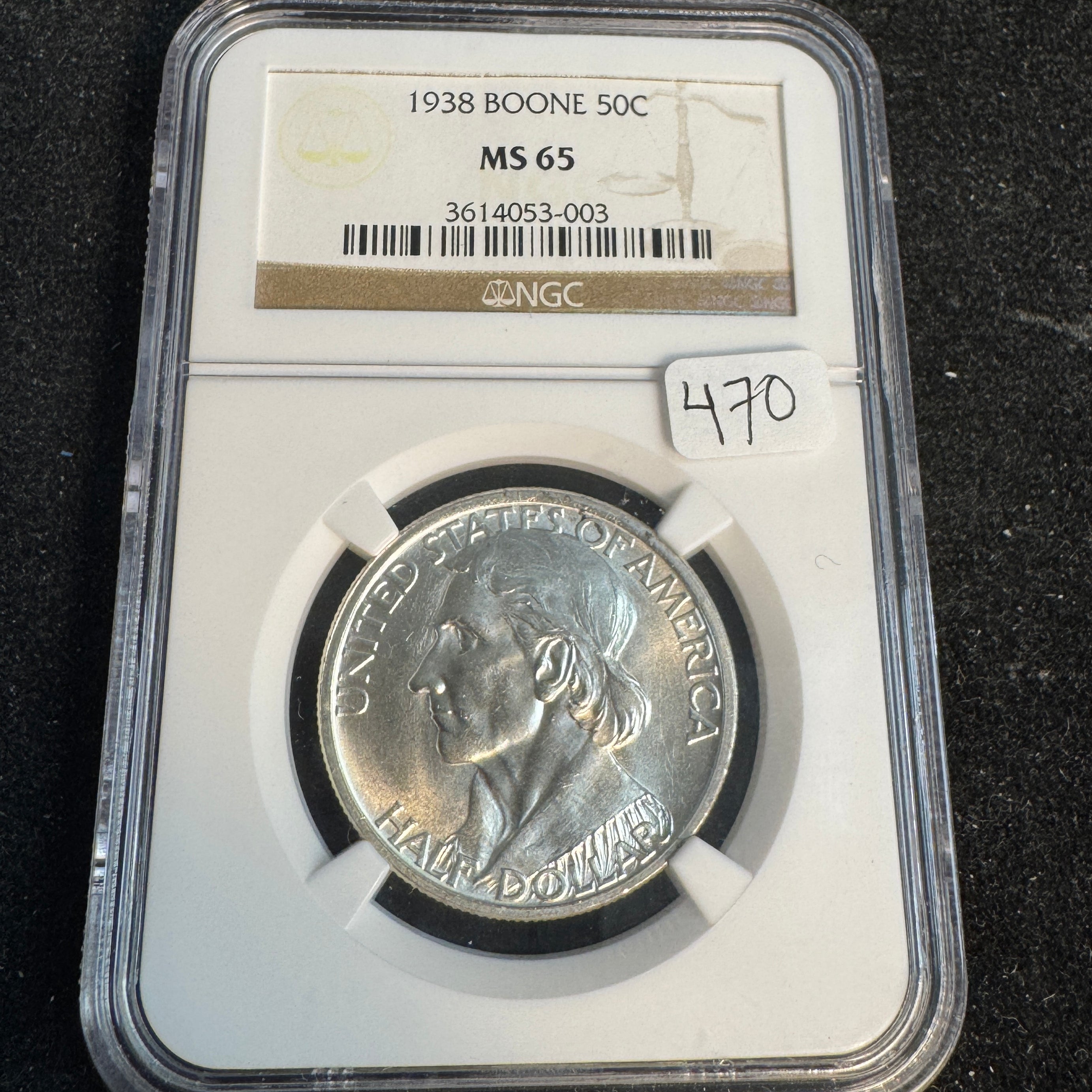 1938 Daniel Boone Classic Commemorative Half Dollar, NGC MS-65