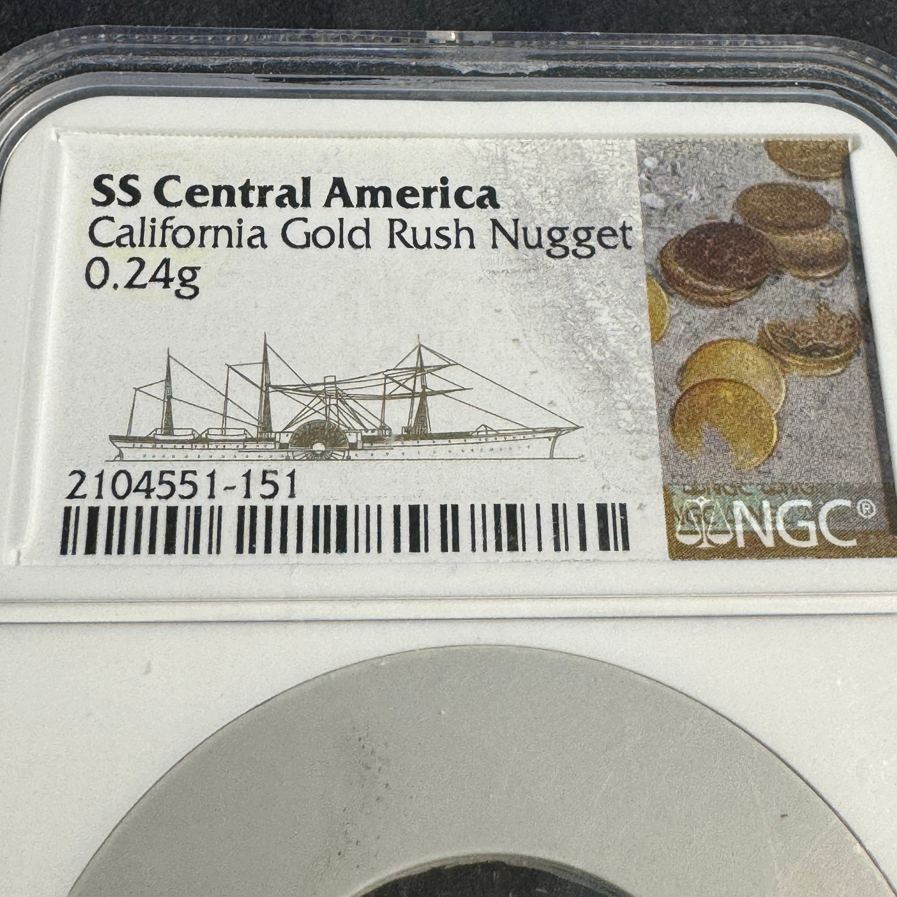 1857 SS Central America Shipwreck “California Gold Rush” 0.24g Gold Nugget, NGC Certified