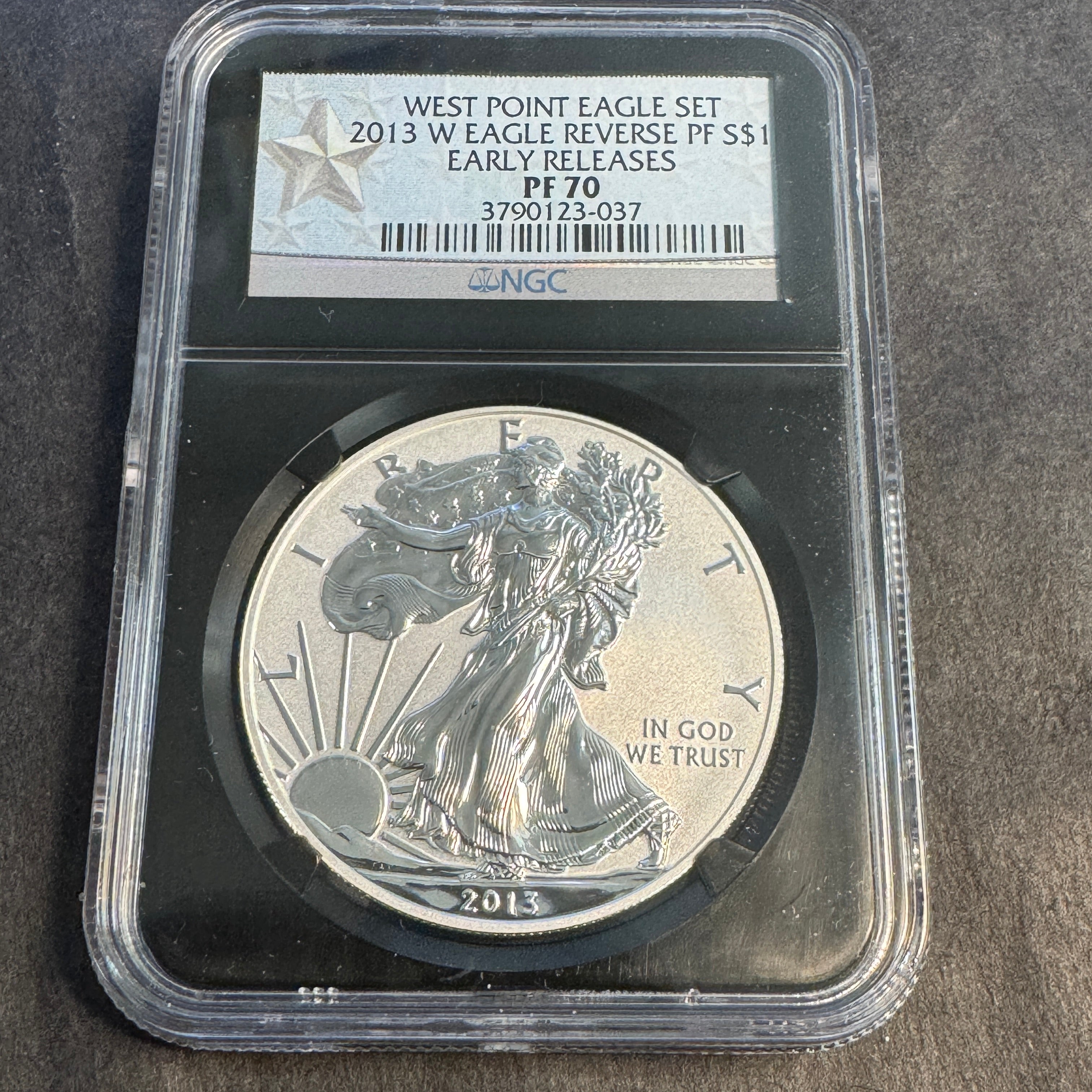 2013-W West Point Reverse Proof Silver Eagle $1, Early Releases, PCGS PF-70