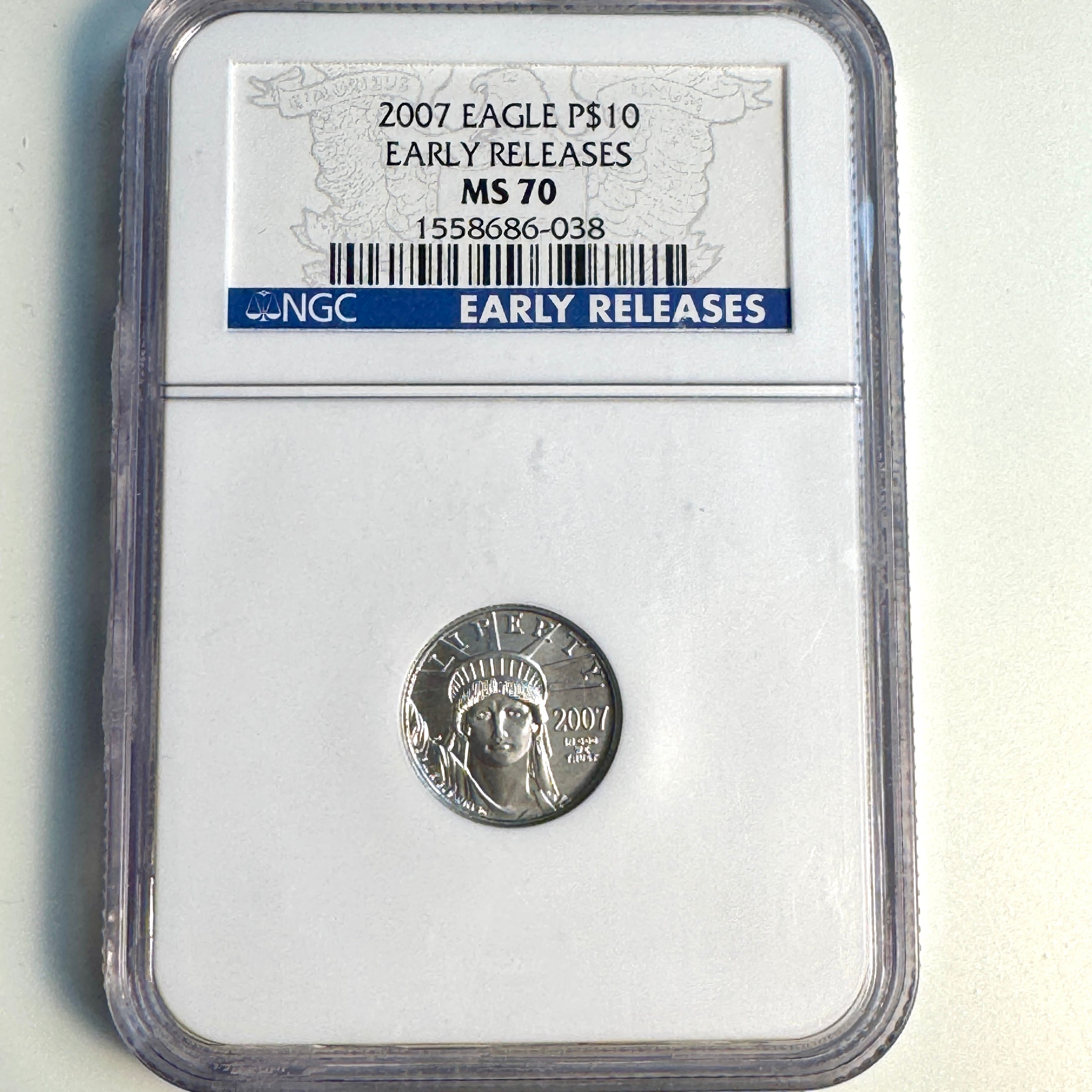 2007 Platinum $10 America Eagle (1/10oz), NGC MS-70