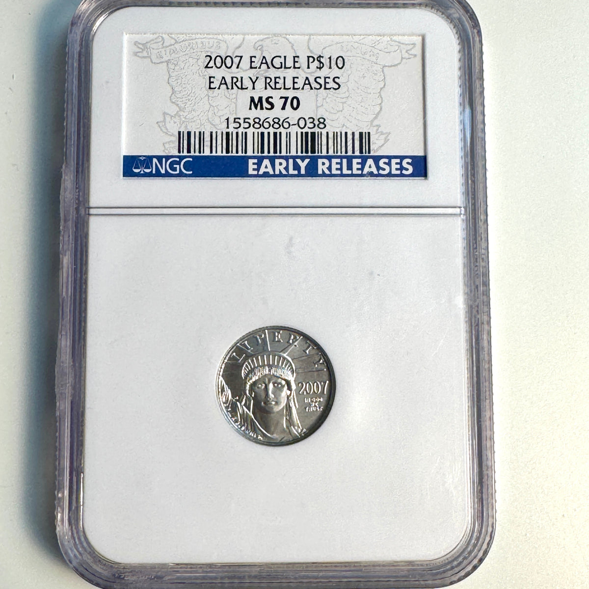 2007 Platinum $10 America Eagle (1/10oz), NGC MS-70