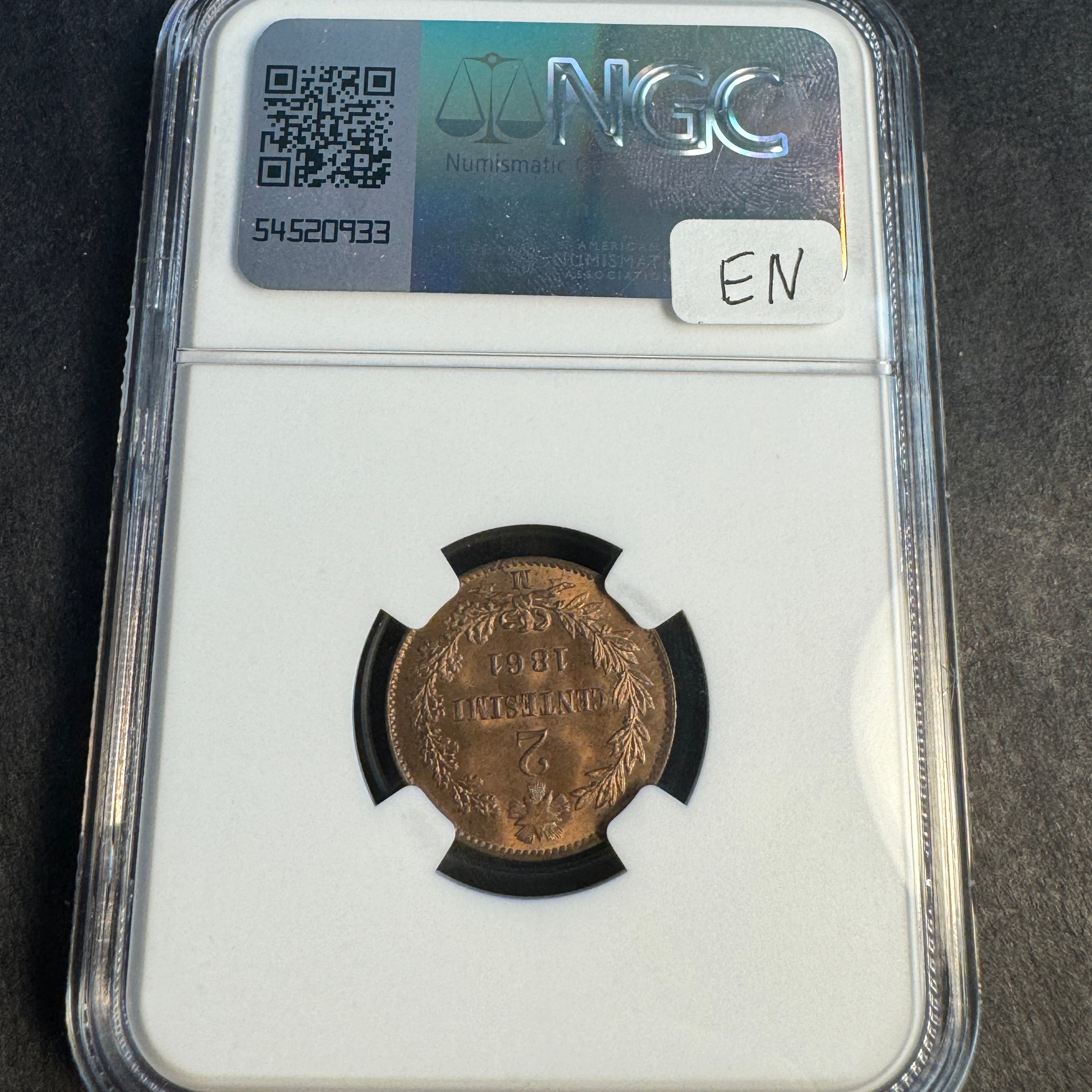 1861-M Italy 2 Centesismi, NGC MS-65 BN ** Top Pop 2/0 🏆🇮🇹