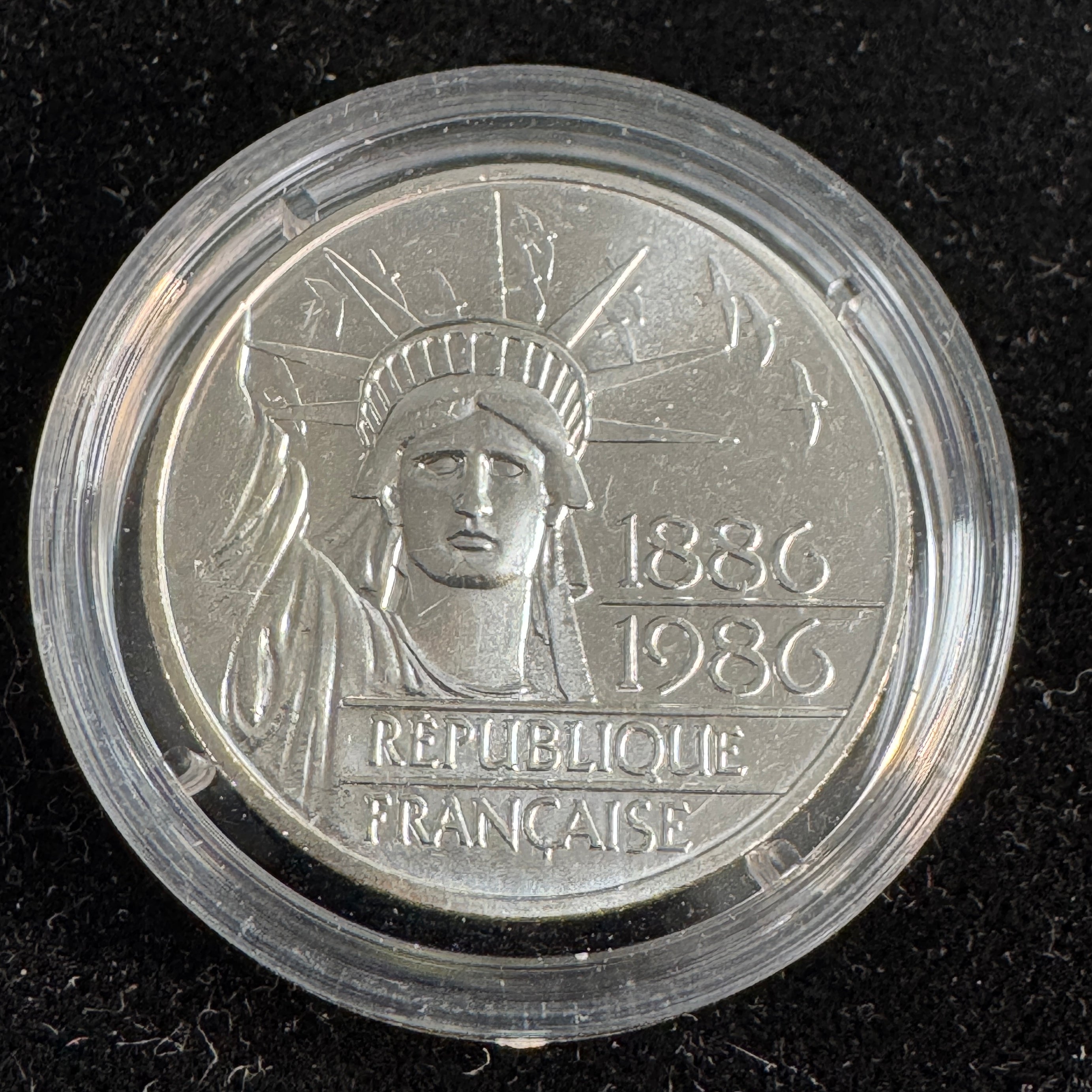 1986 France 100 Francs Silver Statue of Liberty, 30g PIEDFORT - UNC