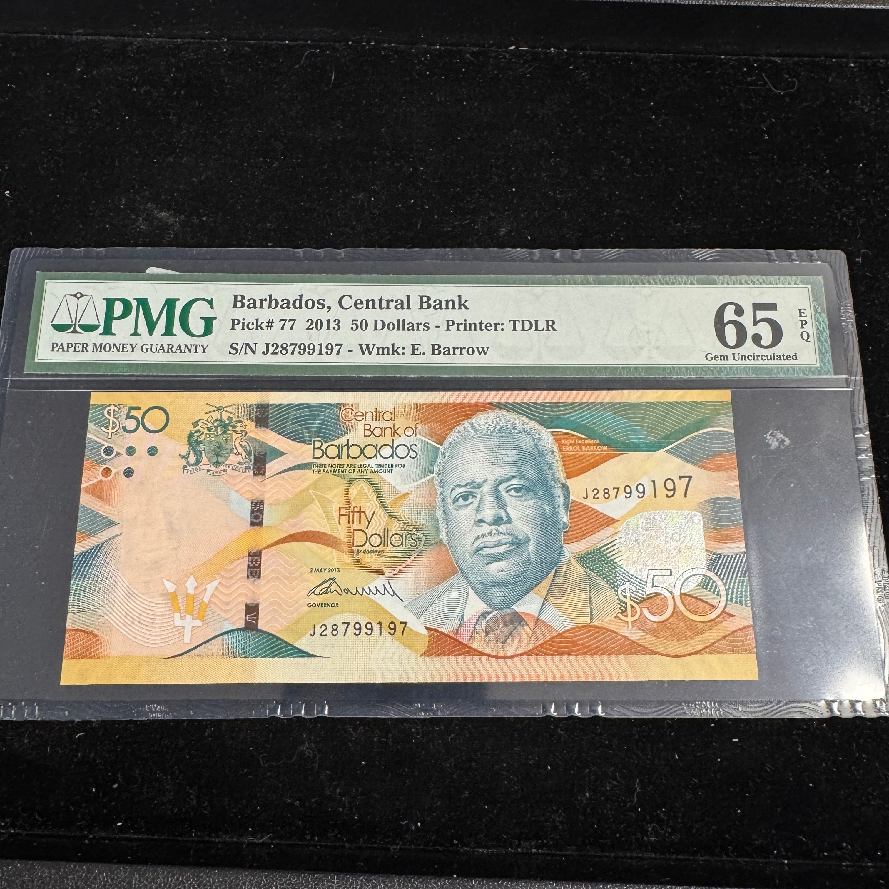 Barbados 2013 $50 Dollars, P#77, PMG 65 Gem Unc EPQ