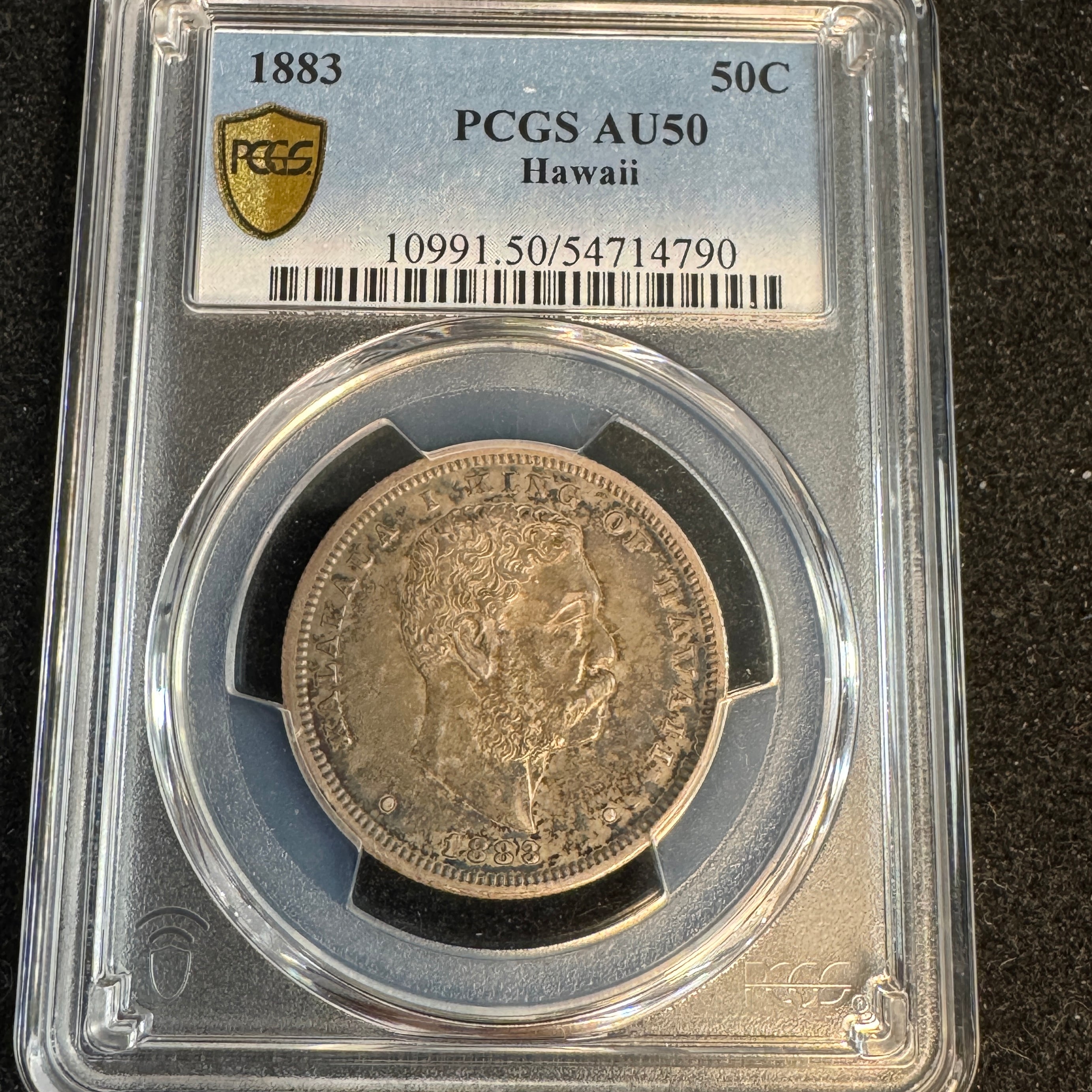 1883 Kingdom of Hawaii 50c 1/2 Dala, PCGS AU-50