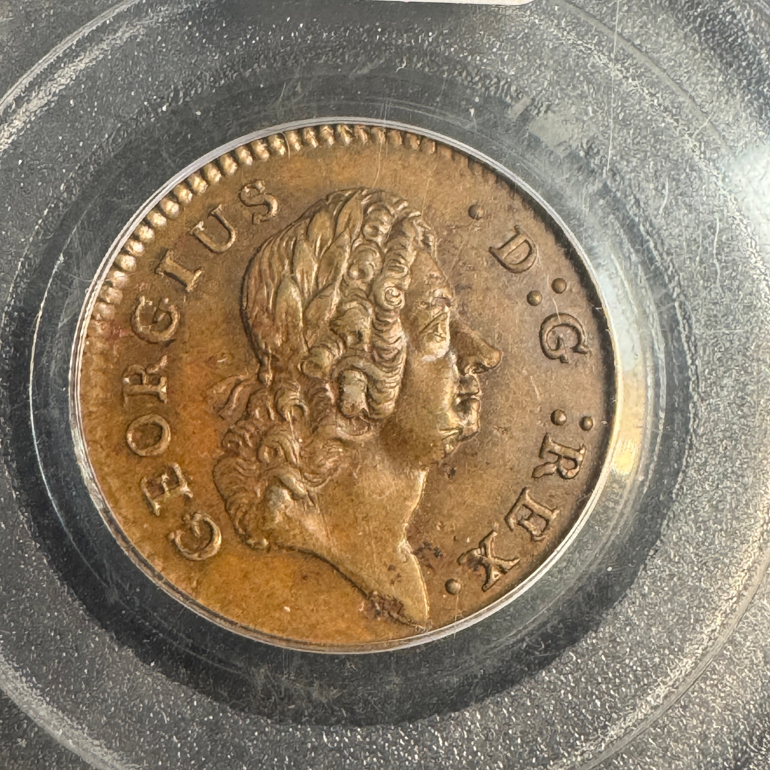 1723 Wood’s Hibernia Farthing, George I Ireland & N. America Colonial Copper, PCGS MS-62 BN