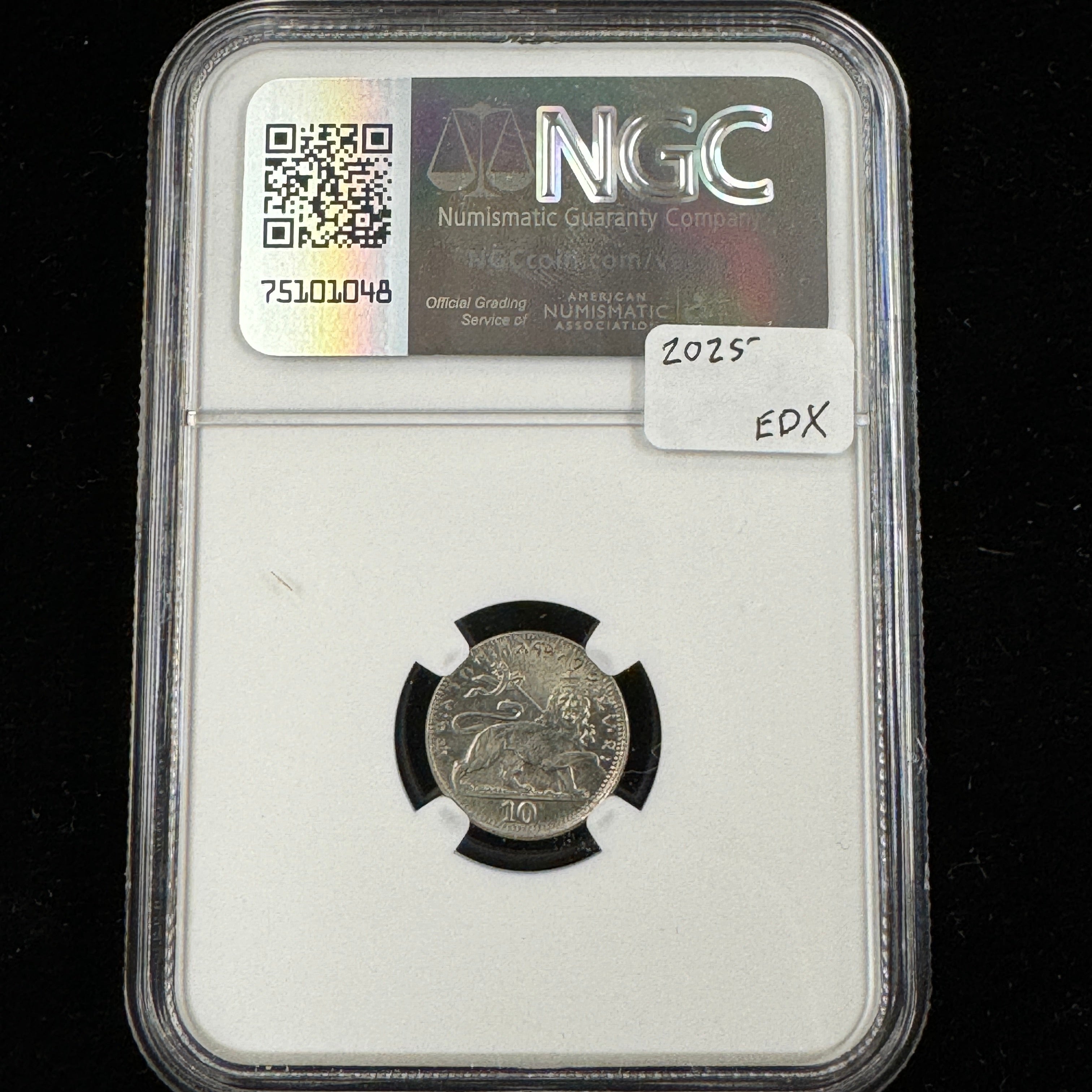 EE-1923 (1931 AD) Ethiopia 10 Matonas, Haile Selassie, NGC MS-65 🇪🇹