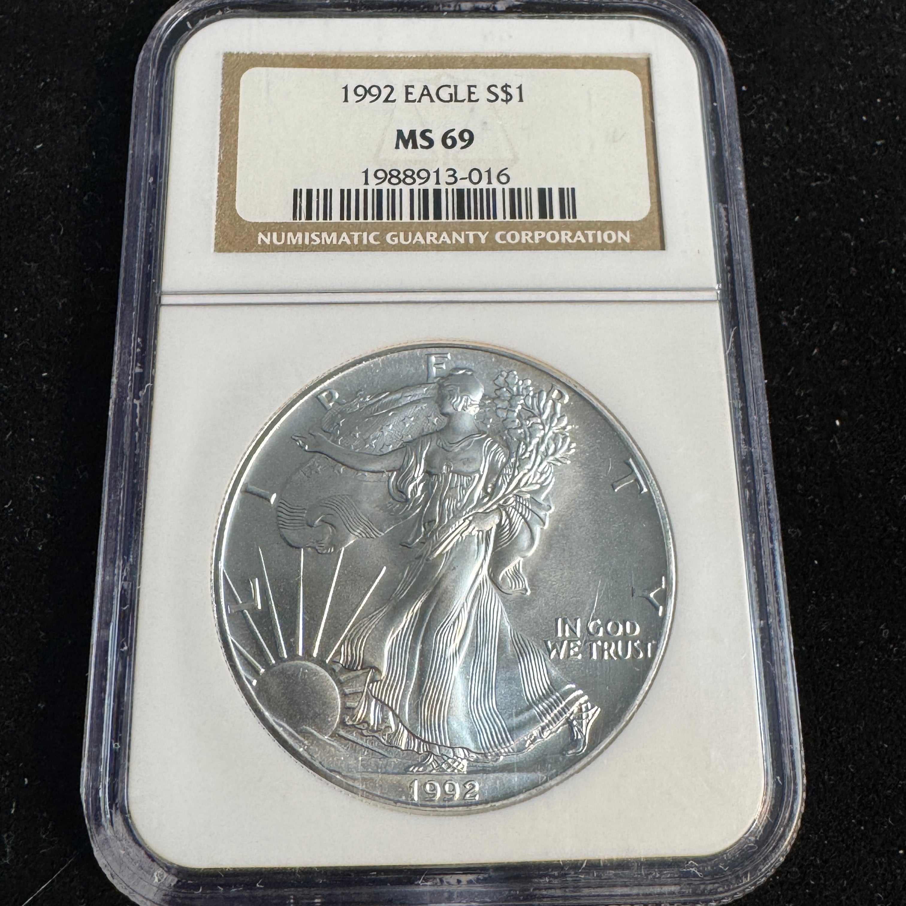 1992 American Silver Eagle 1oz, NGC MS-69