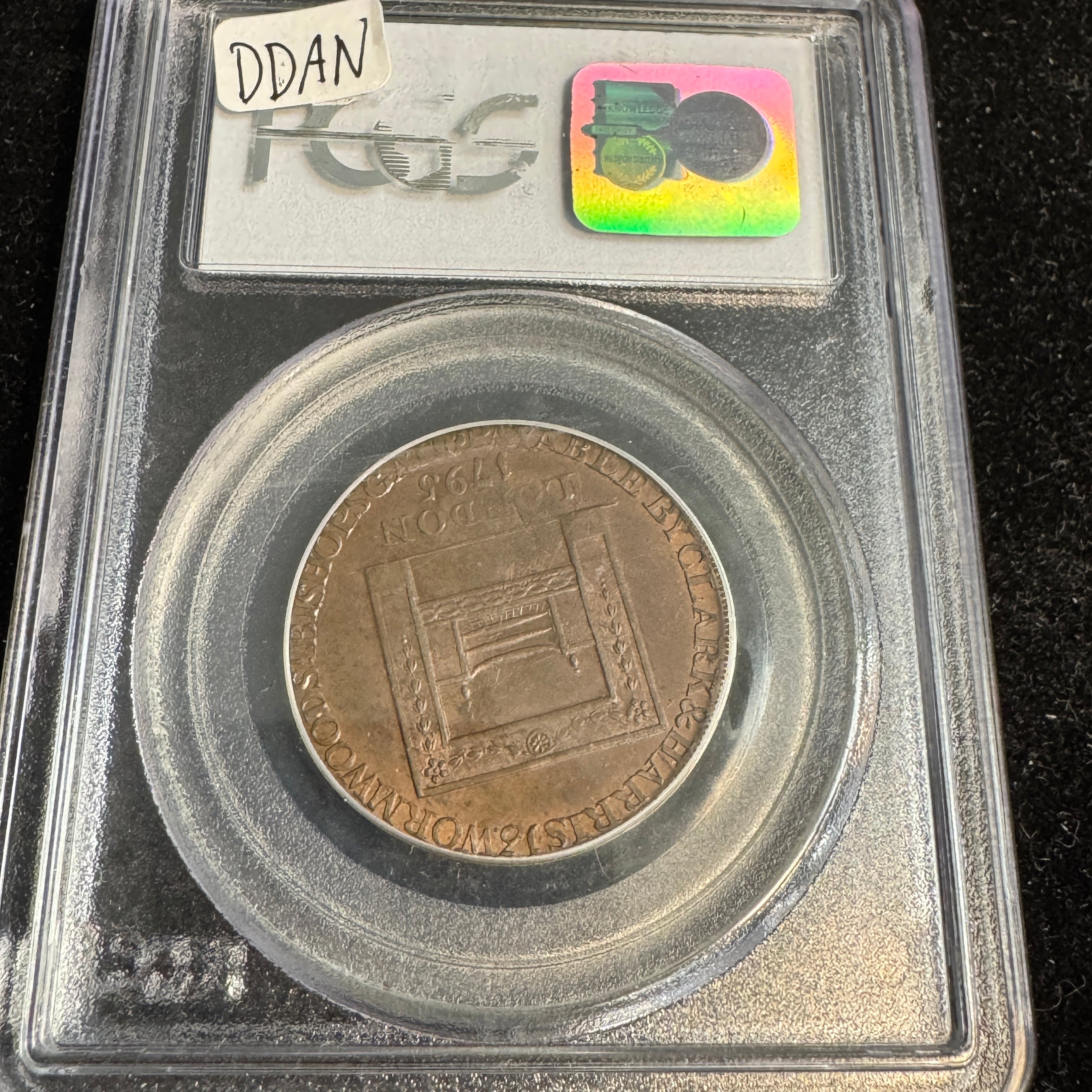 1795 George Washington “Grate” type London Conder 1/2 Penny, Lettered Edge, PCGS MS-64 BN