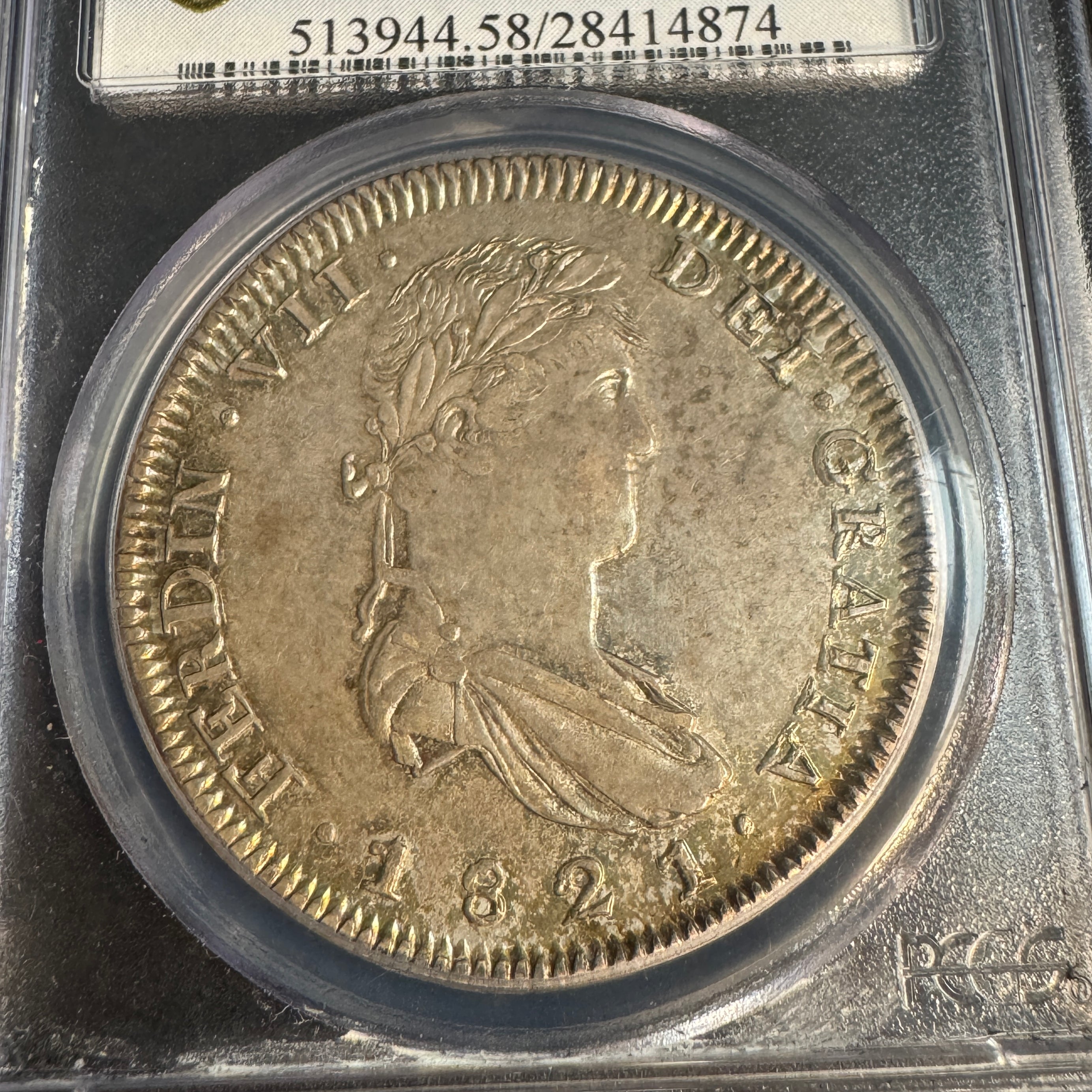 1821 Zs-RG Mexico 8 Reales, Ferdinand VII, PCGS AU-58