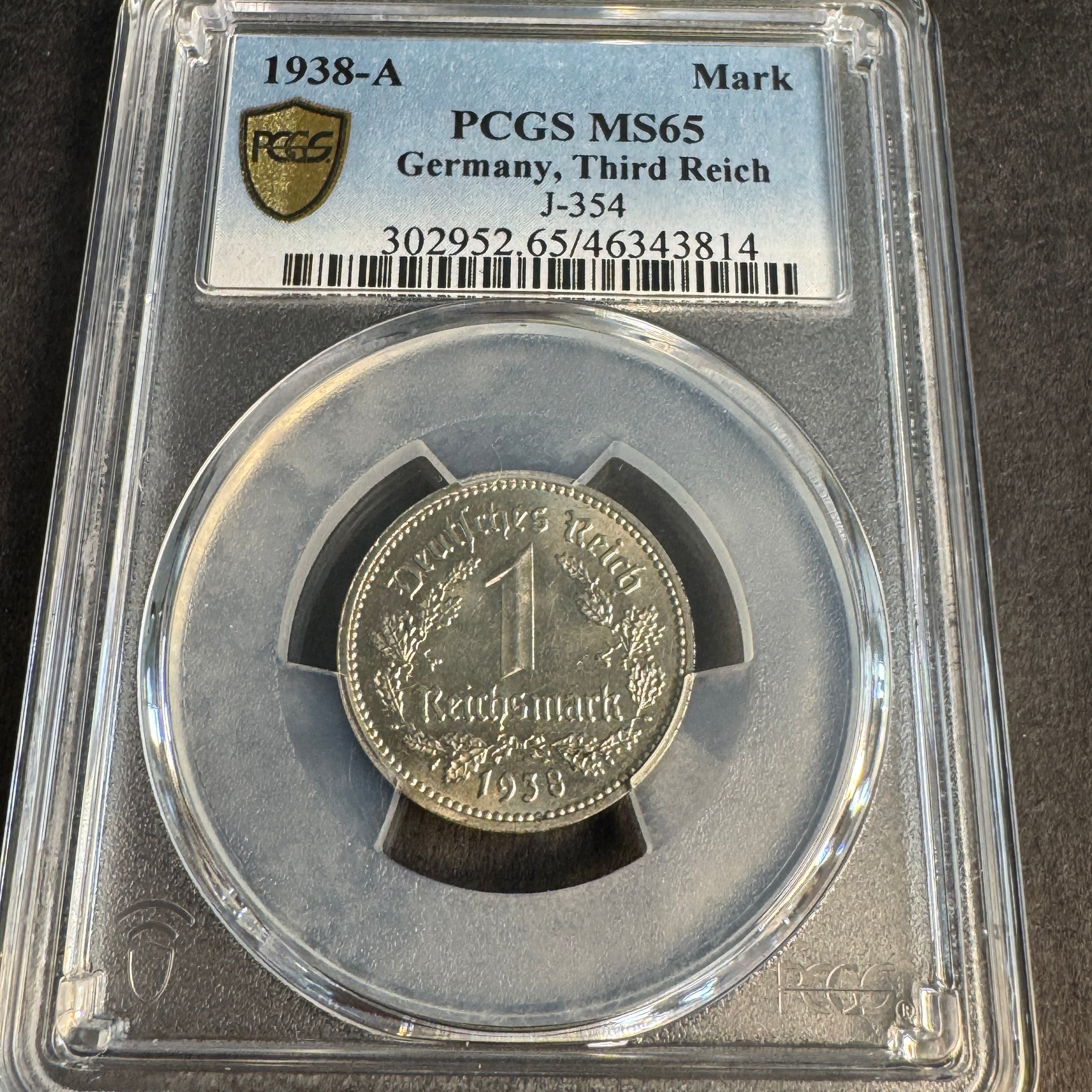 1938-A Germany (Third Reich) 1 Mark, J-354, PCGS MS-65 🇩🇪, Pop 5/3