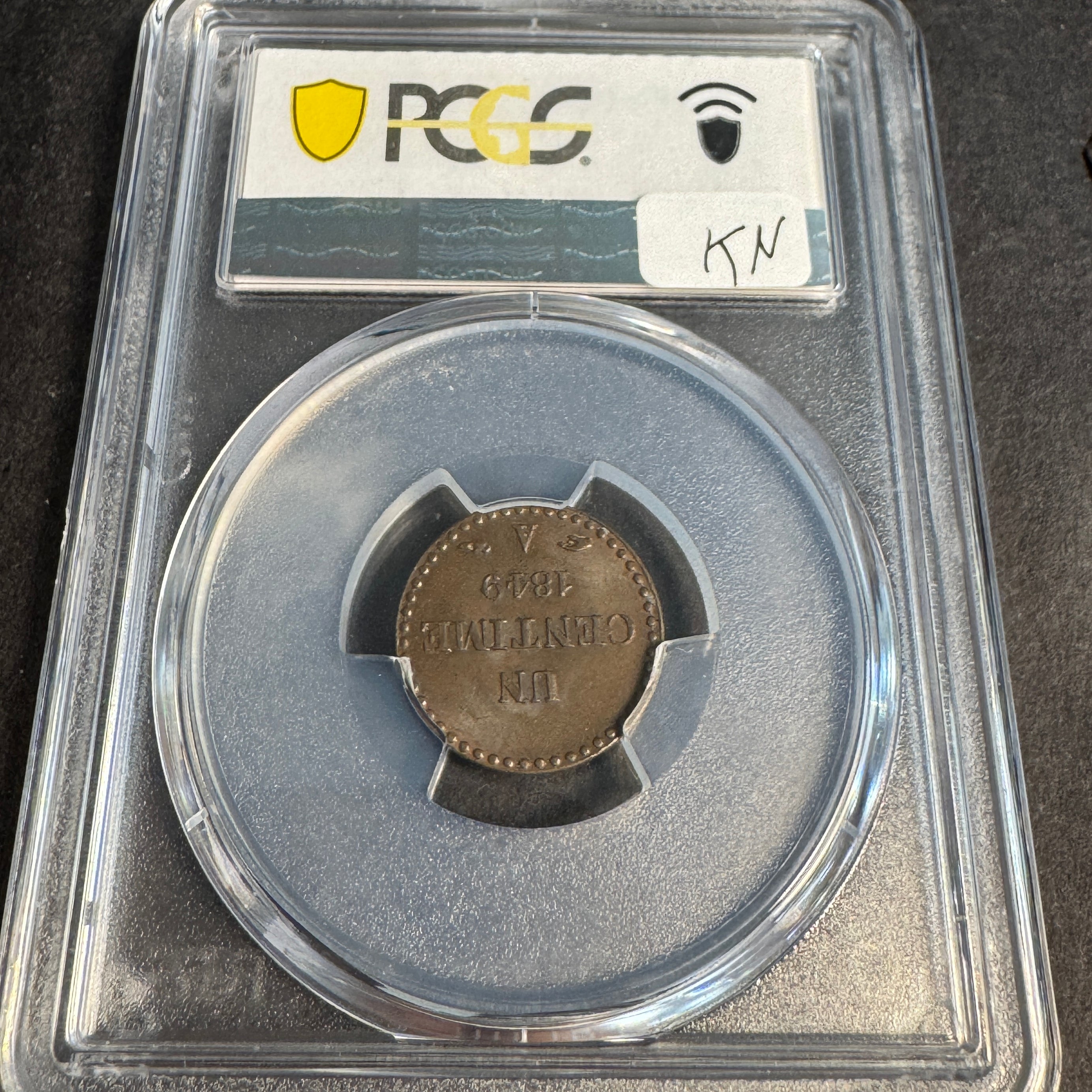 1849-A France Republic 1 Centime, PCGS MS-62 BN 🇫🇷