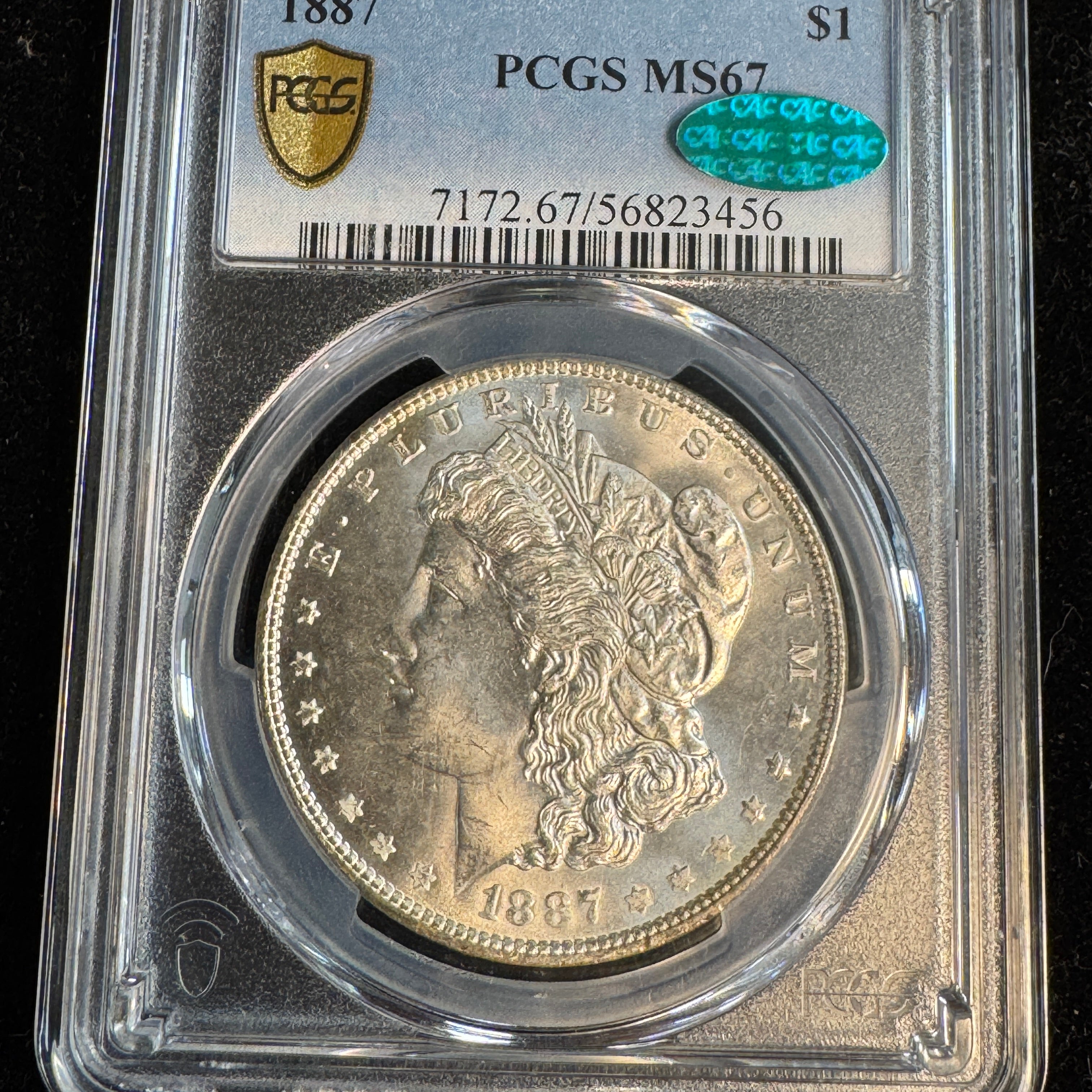 1887 Morgan Silver Dollar PCGS MS-67 Green CAC Approved
