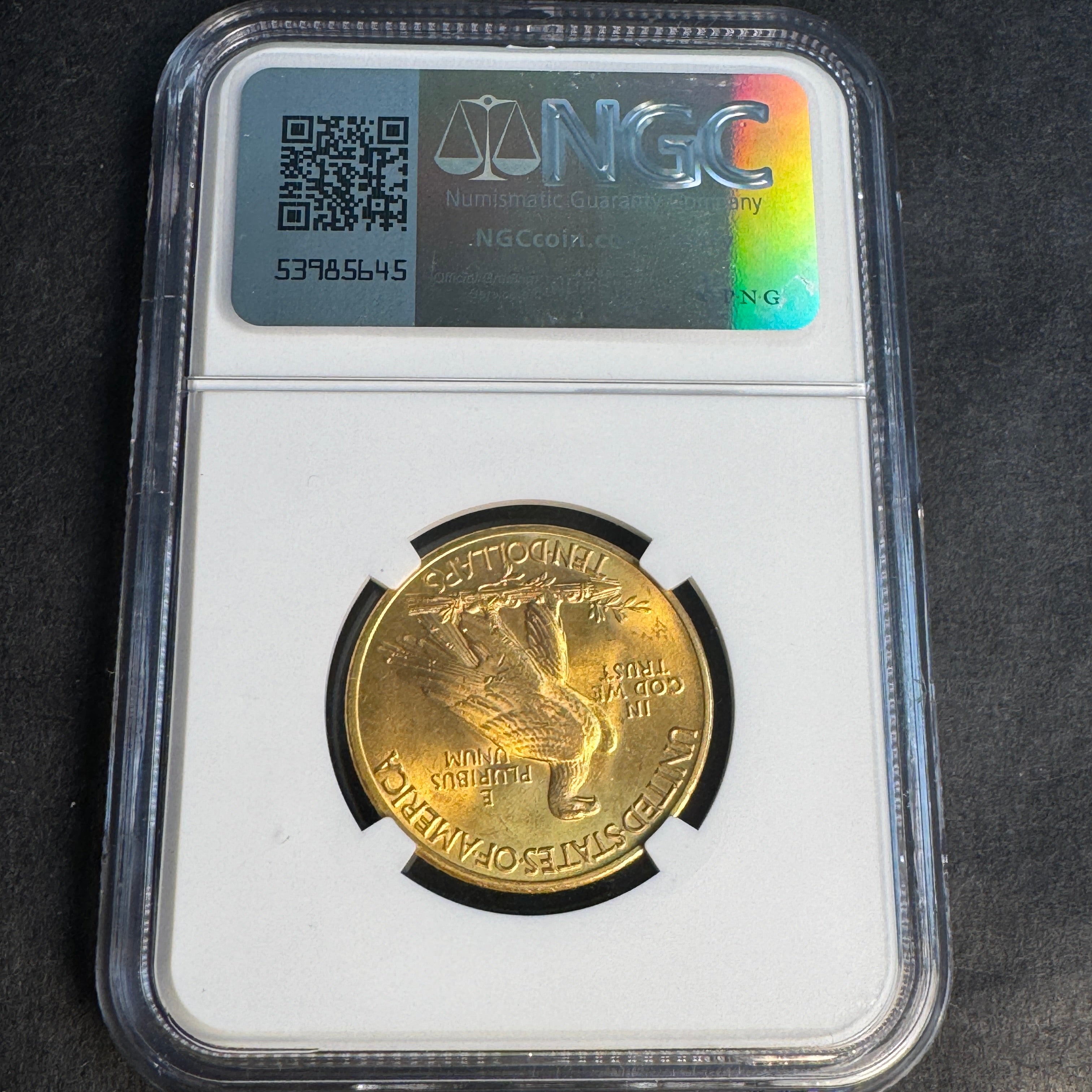 1926 Indian $10 Gold NGC MS-63+ Green CAC