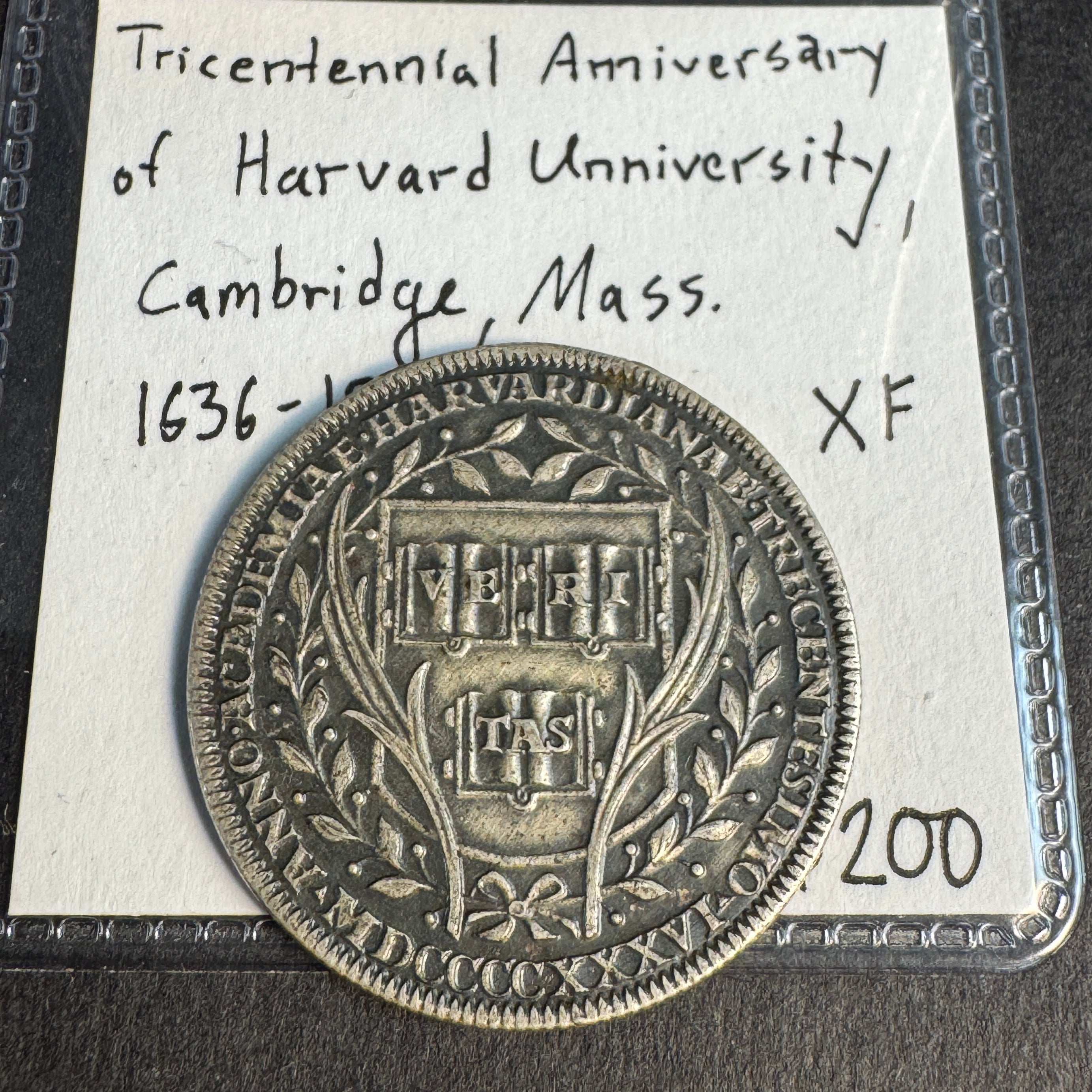 1636-1936 Harvard University Tricentennial 29mm Silver Medal, XF