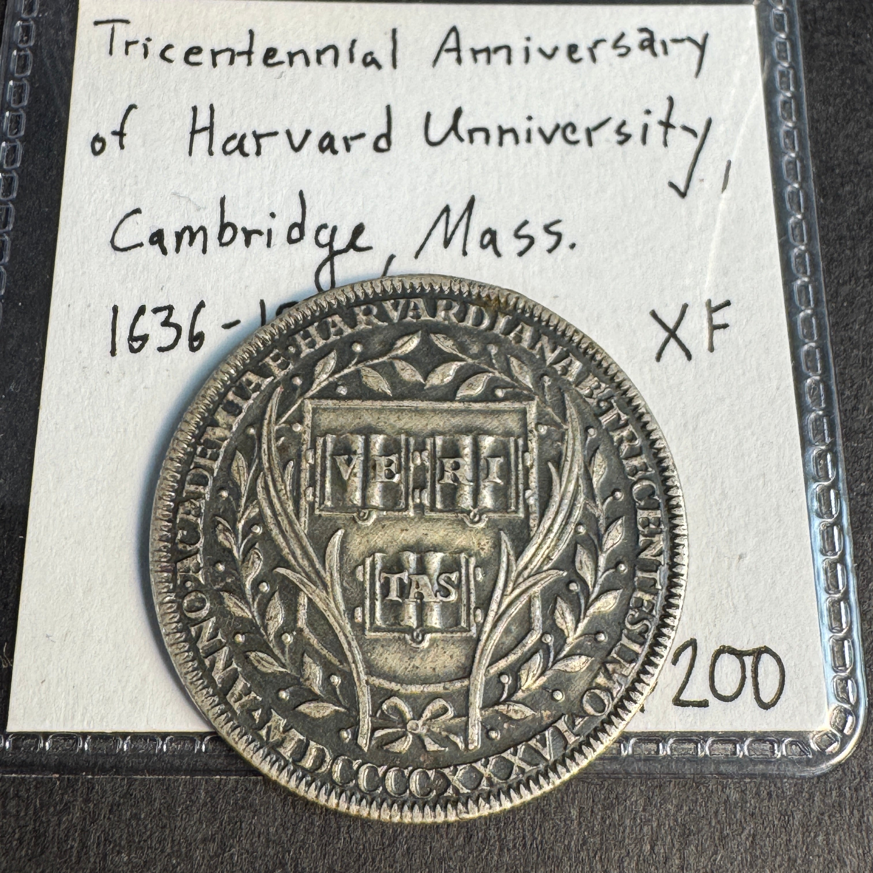 1636-1936 Harvard University Tricentennial 29mm Silver Medal, XF