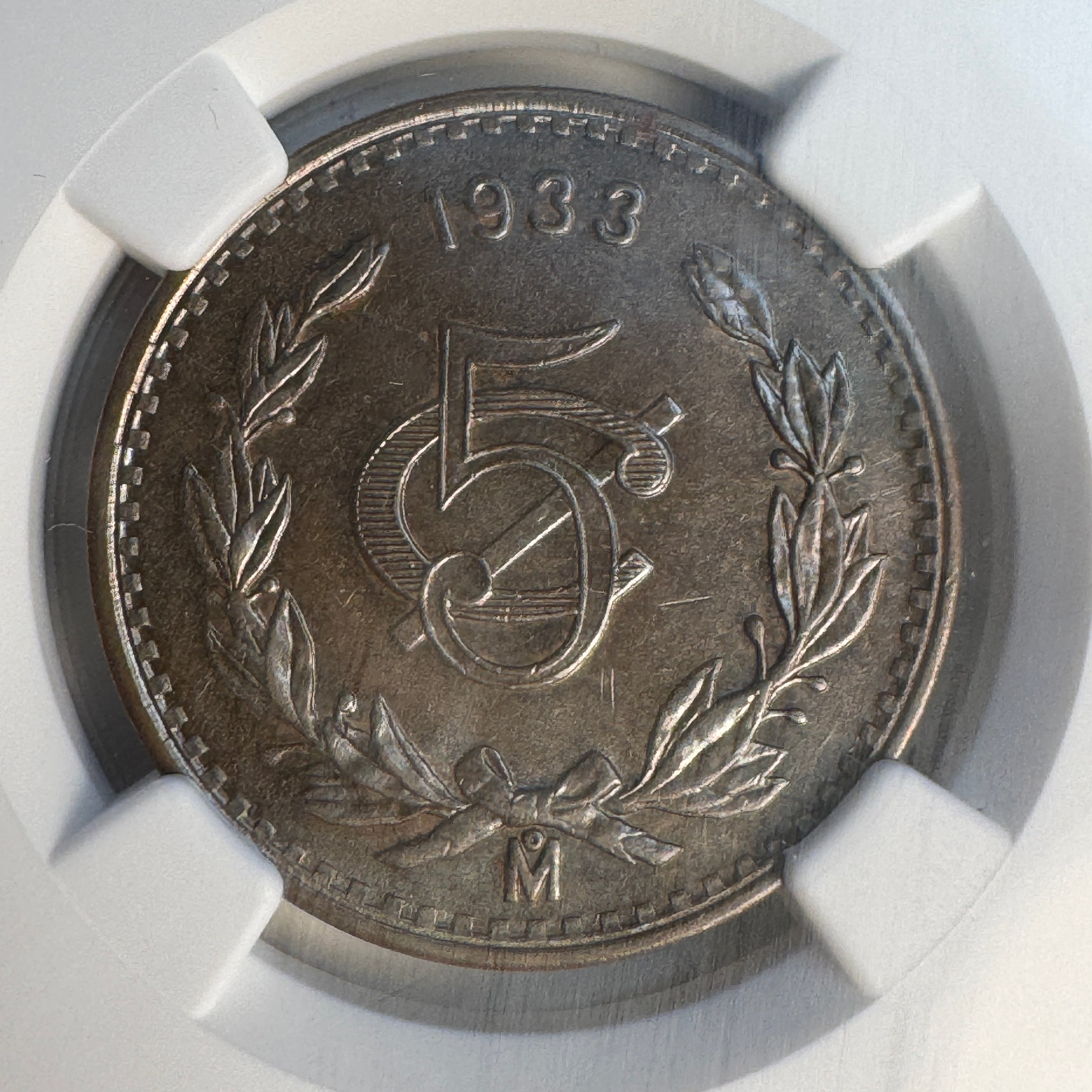 1933 Mo Mexico 5 Centavos, NGC MS-64 BN 🇲🇽 Pop 9/6