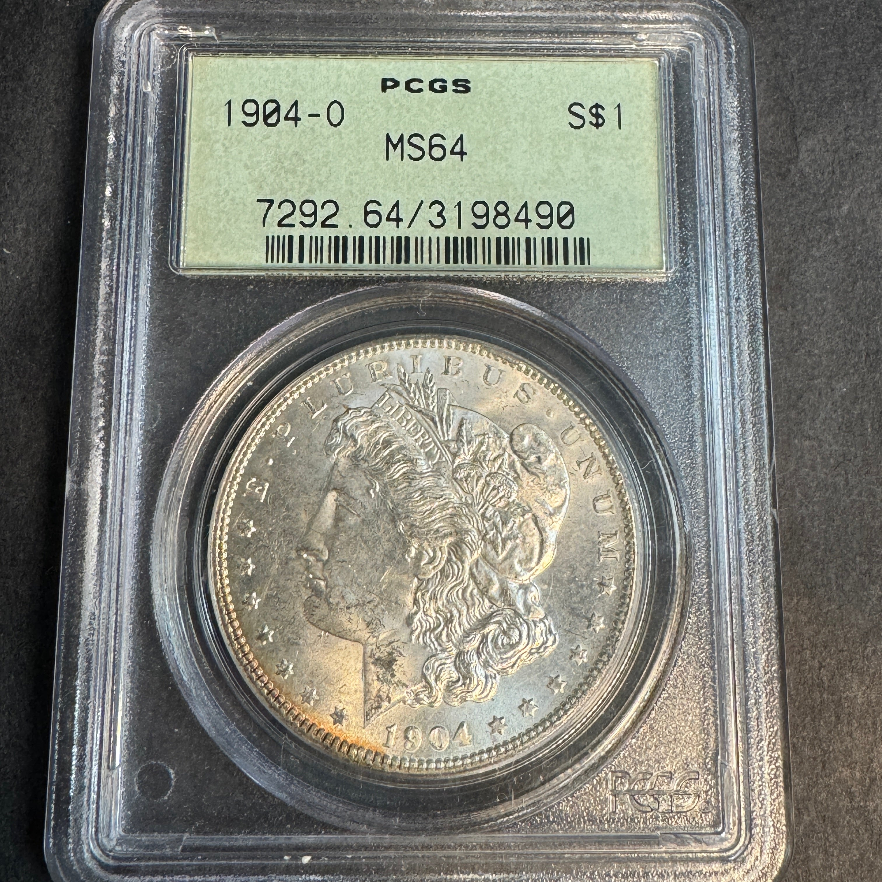 1904-O Morgan Silver Dollar, “Old Green” PGCS MS-64