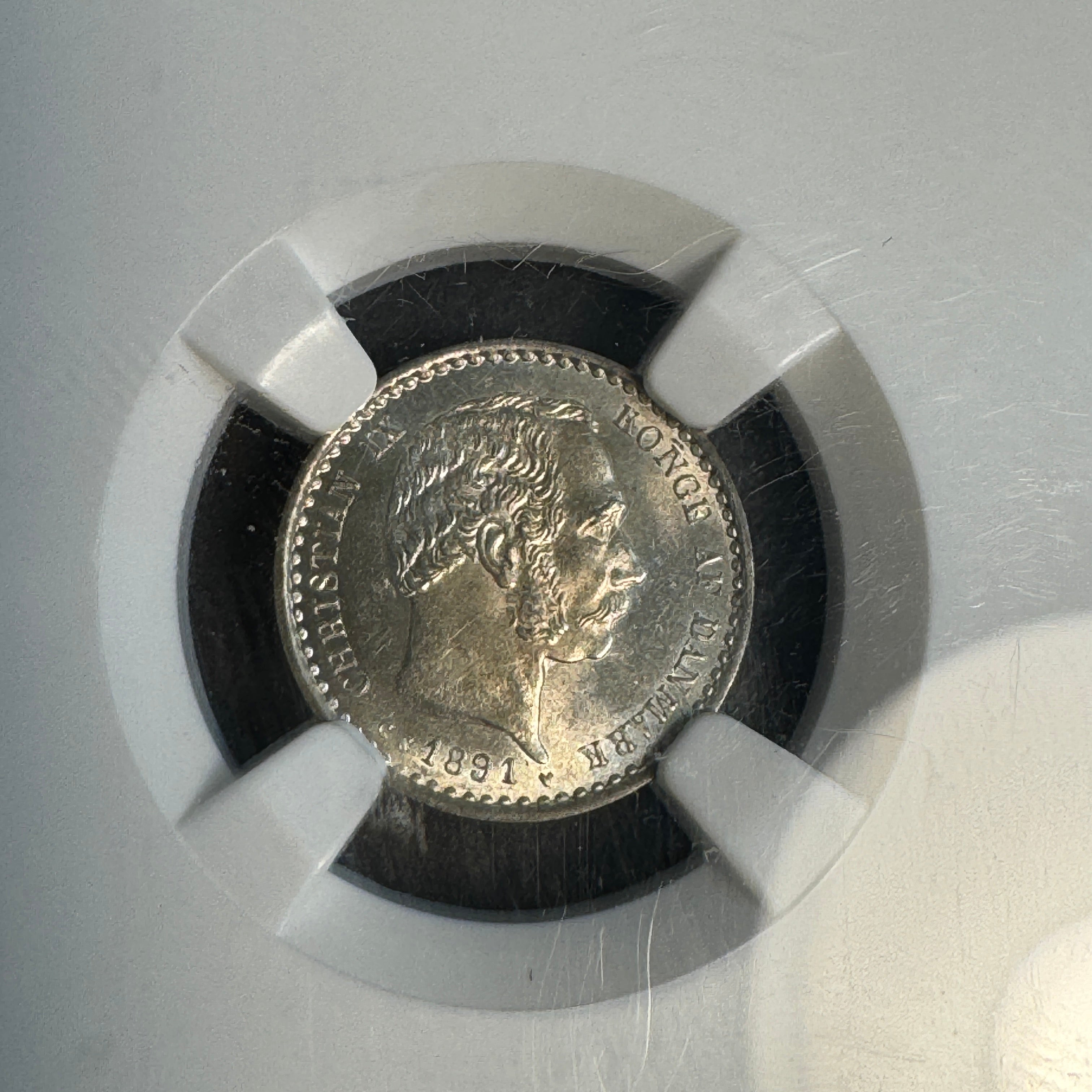 1891 CS Denmark 10 Ore silver, Christian IX, NGC MS-64 🇩🇰
