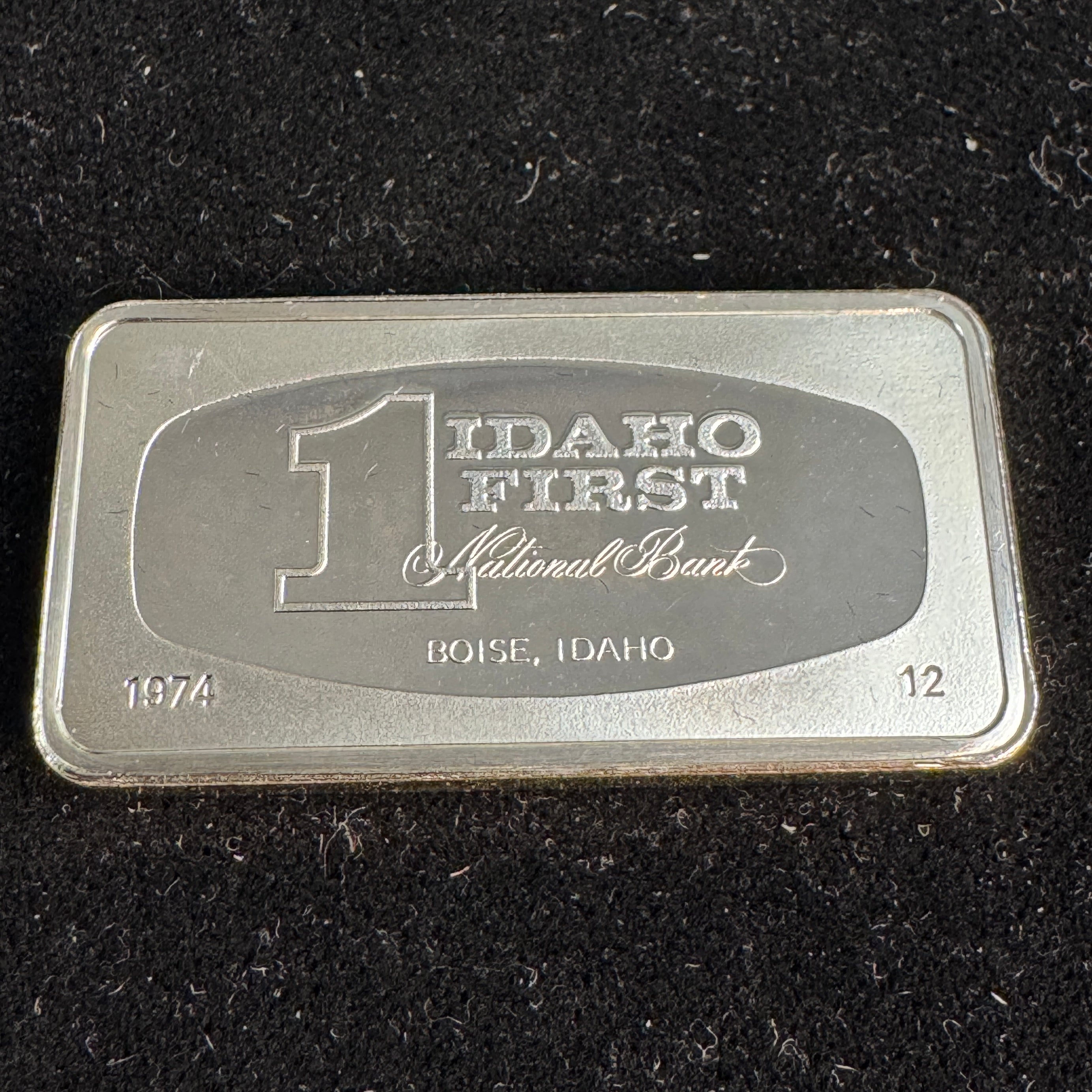 1974-FM Idaho First National Bank Boise - 1000 Grains Sterling Silver Bar