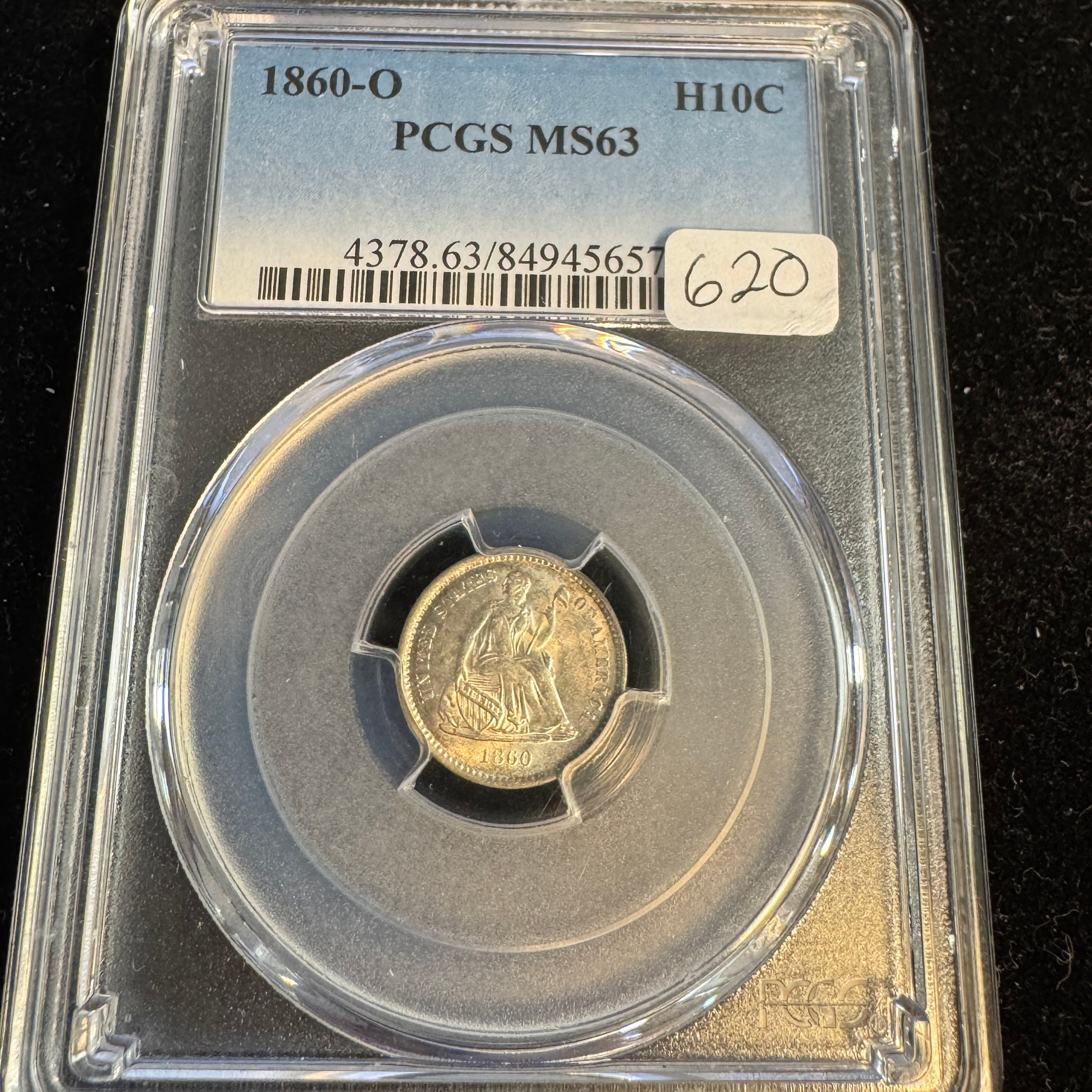 1860-O Seated Liberty Half Dime, PCGS MS-63