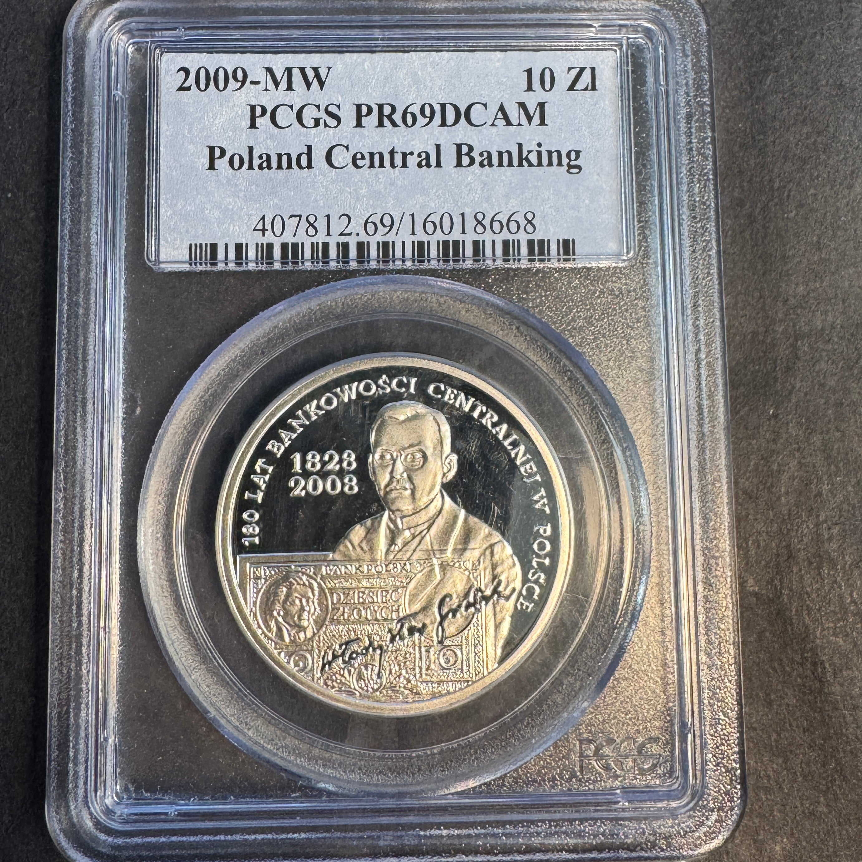 2009-MW Poland 10 Zlotych Proof, Central Banking Anniv., PCGS PR-69 DCAM, Top Pop 4/0