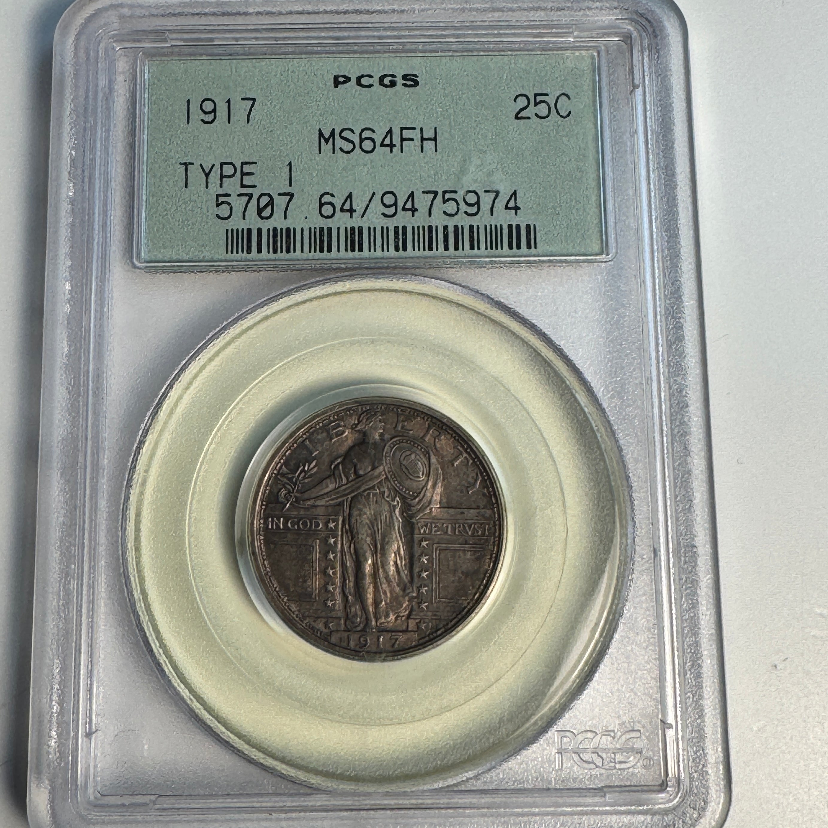 1917 Type 1 Standing Liberty Quarter, OGH PCGS MS-64 FH
