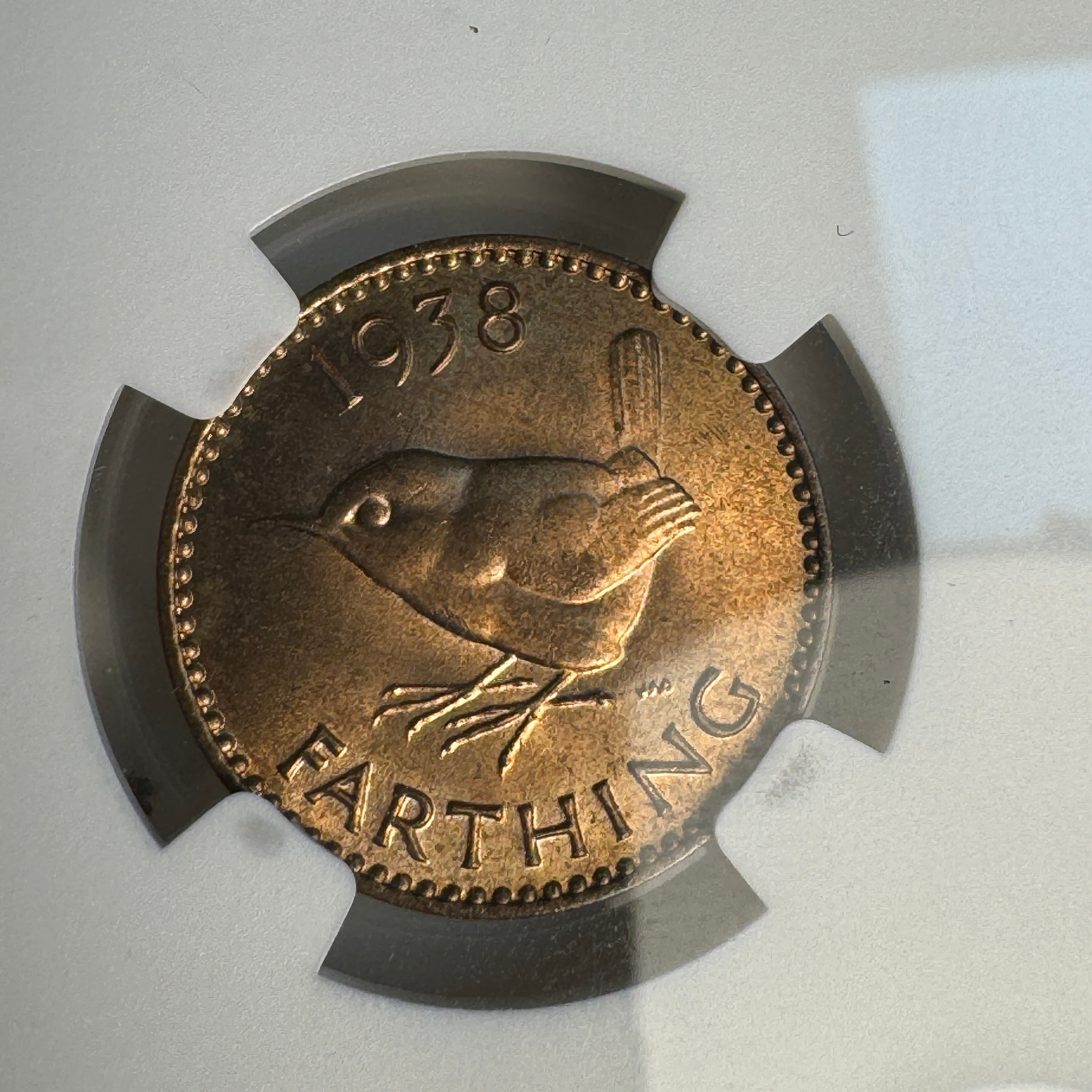 1938 Great Britain Farthing, KGVI, NGC MS-65 RB, Pop 6/1 🇬🇧
