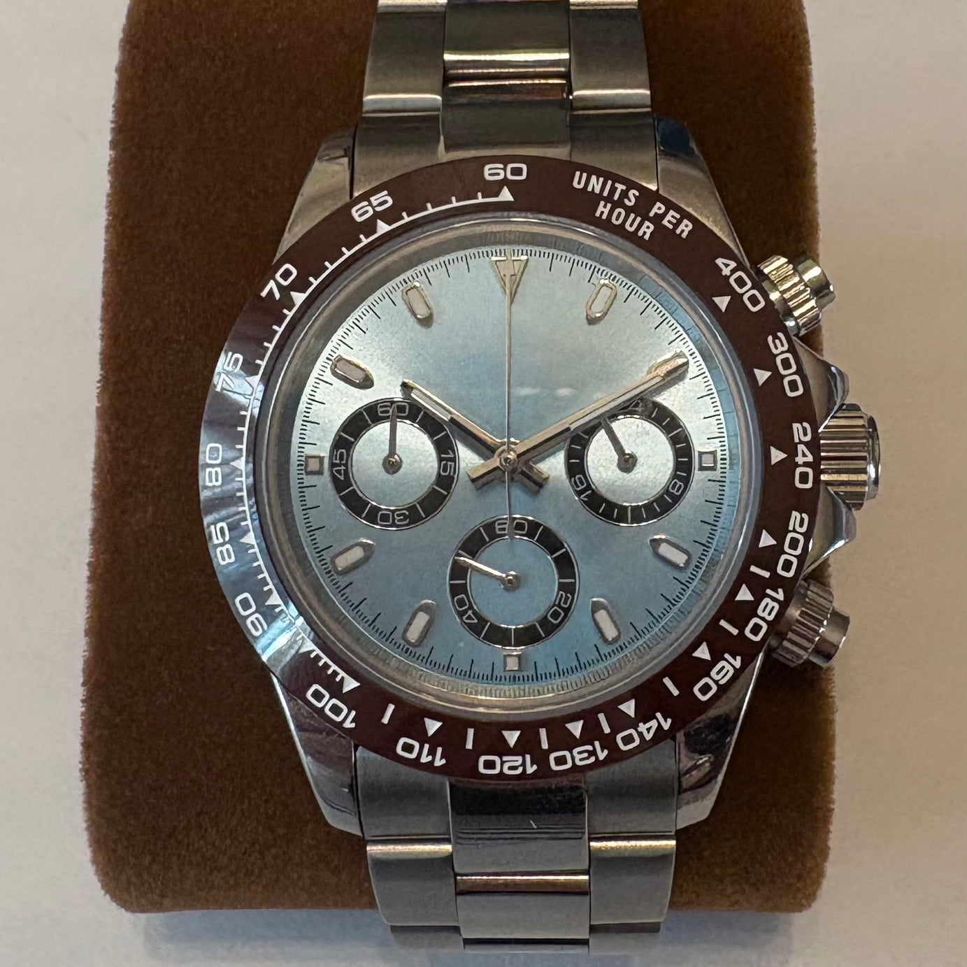 Trey Peru Hand Built Watch and Movement - Soft Blue Dial Chronograph