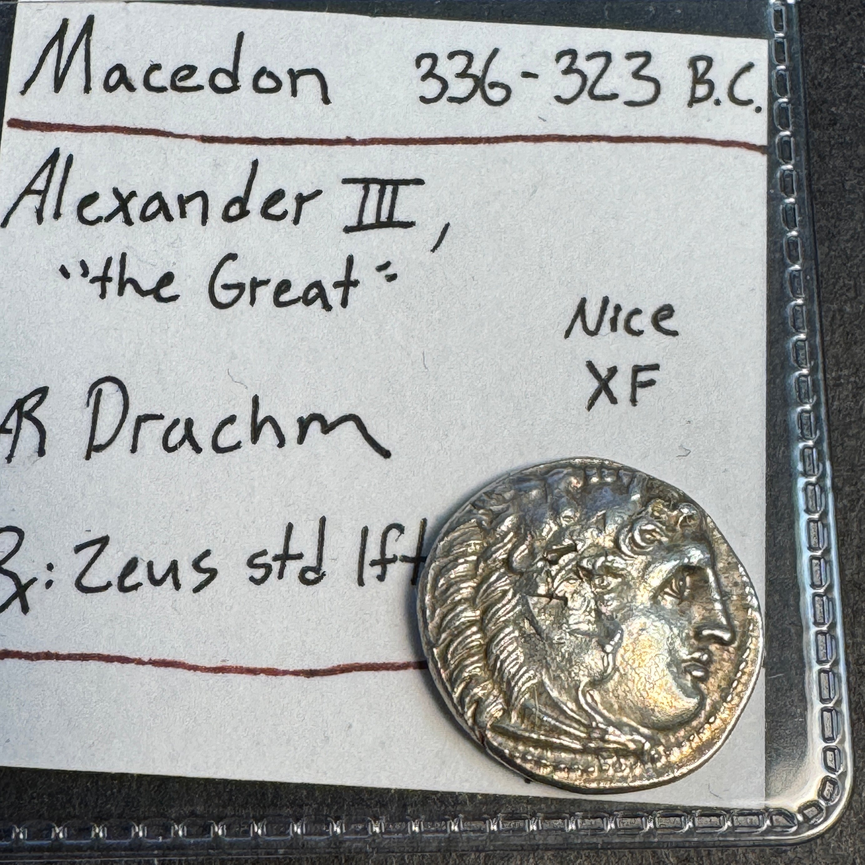 (336-323 BC) Alexander the Great of Macedon Silver Drachm, Rv: Zeus Seated, Nice XF