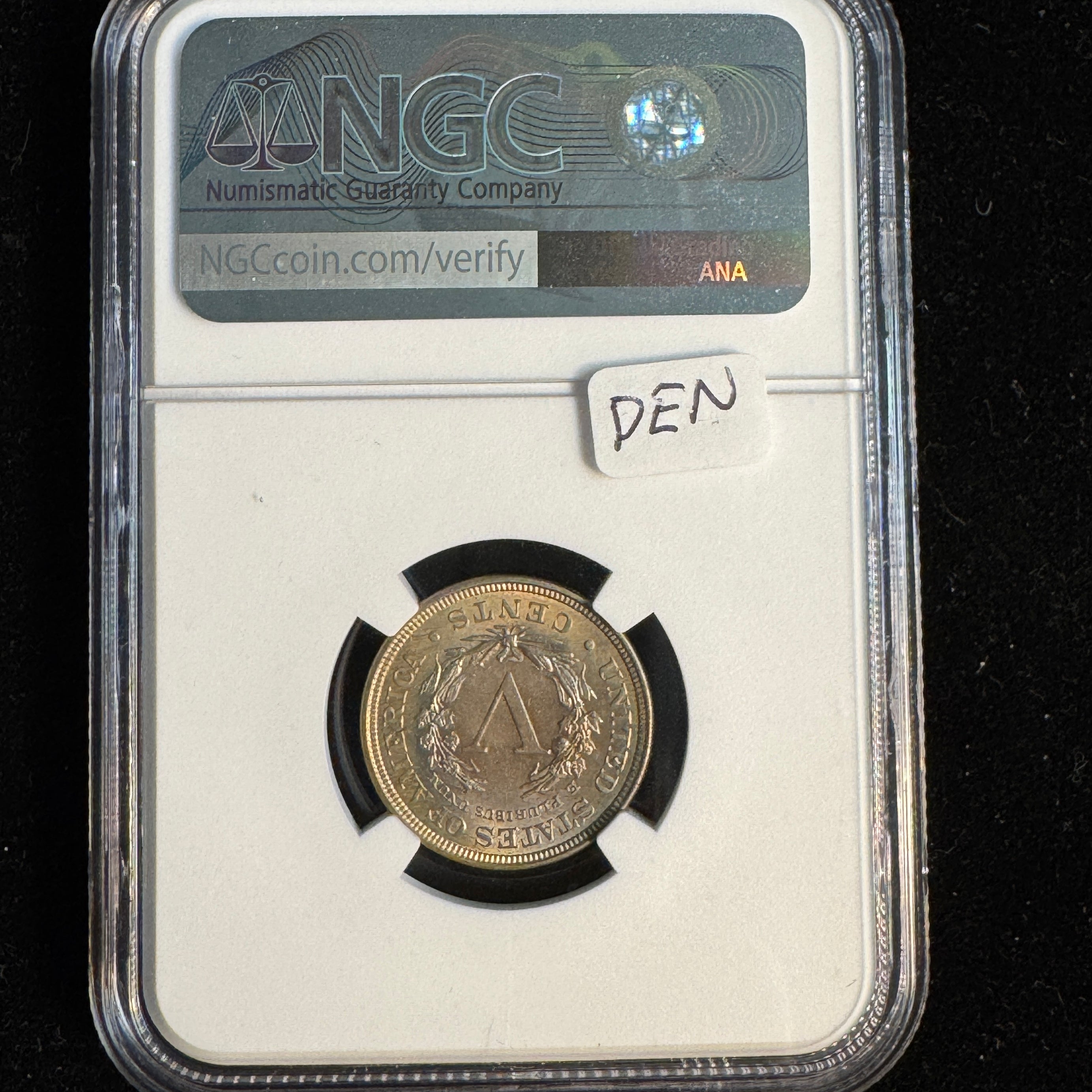 1896 Liberty “V” Nickel 5c, NGC MS-62 , nice colors