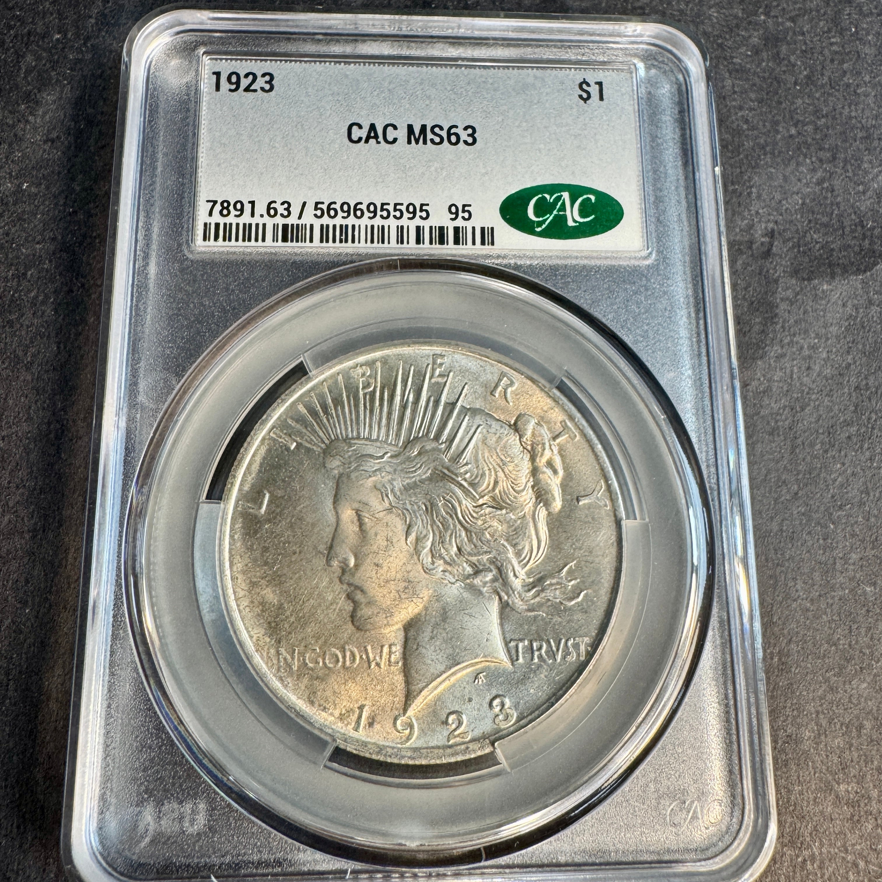 1923 (P) Peace Silver Dollar, CAC MS-63