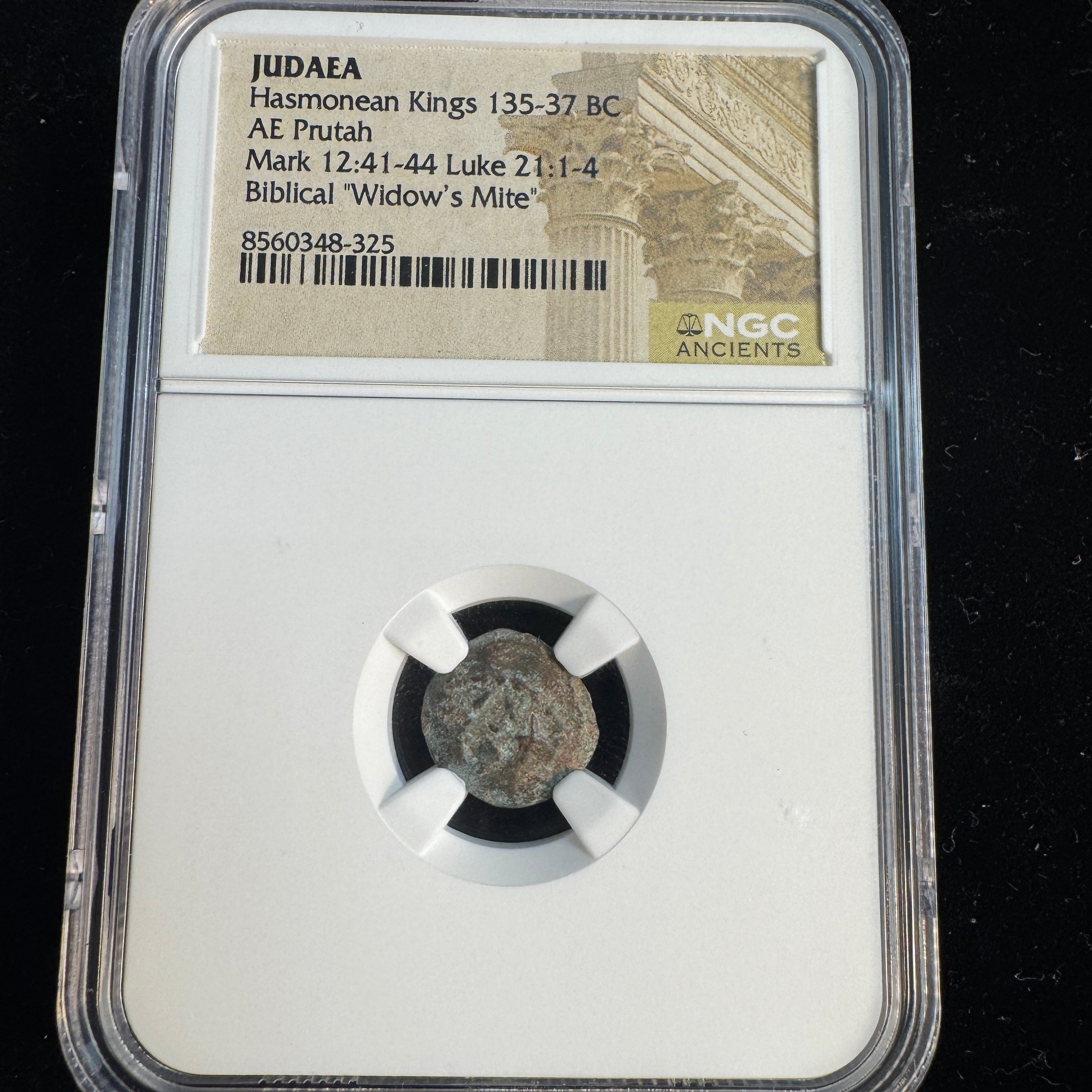 Judea: Hasmonean Kings AE Prutah, Mark 12 “Widow’s Mite” - NGC certified
