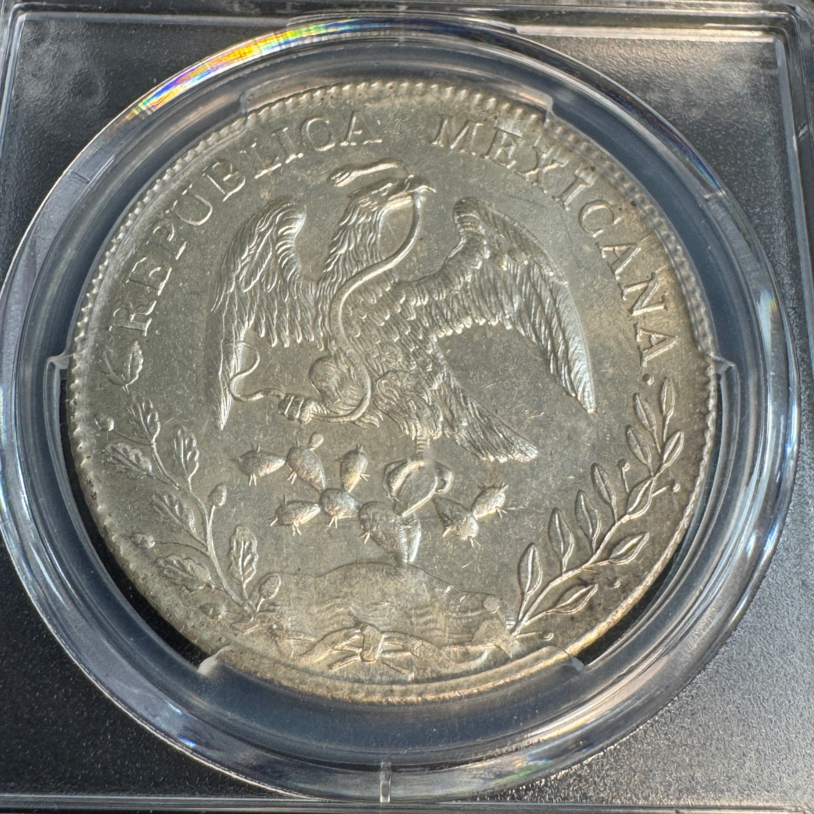 1894 Cn-AM Mexico Cap & Rays 8 Reales, PCGS MS-64