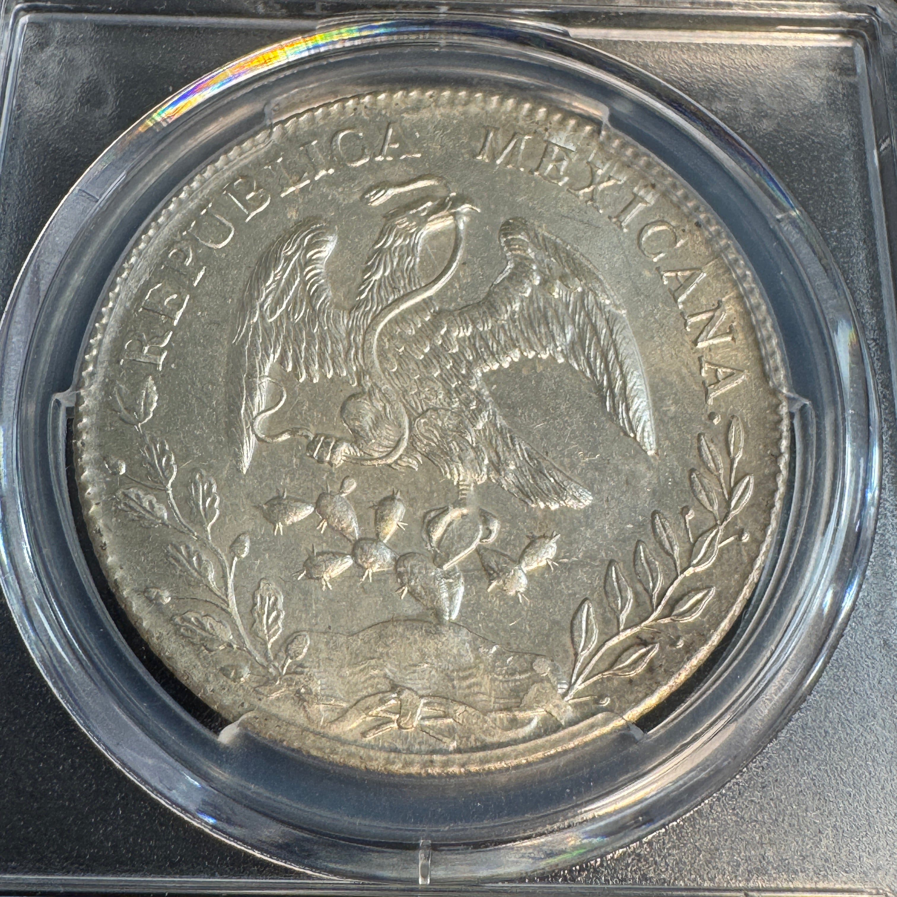 1894 Cn-AM Mexico Cap & Rays 8 Reales, PCGS MS-64