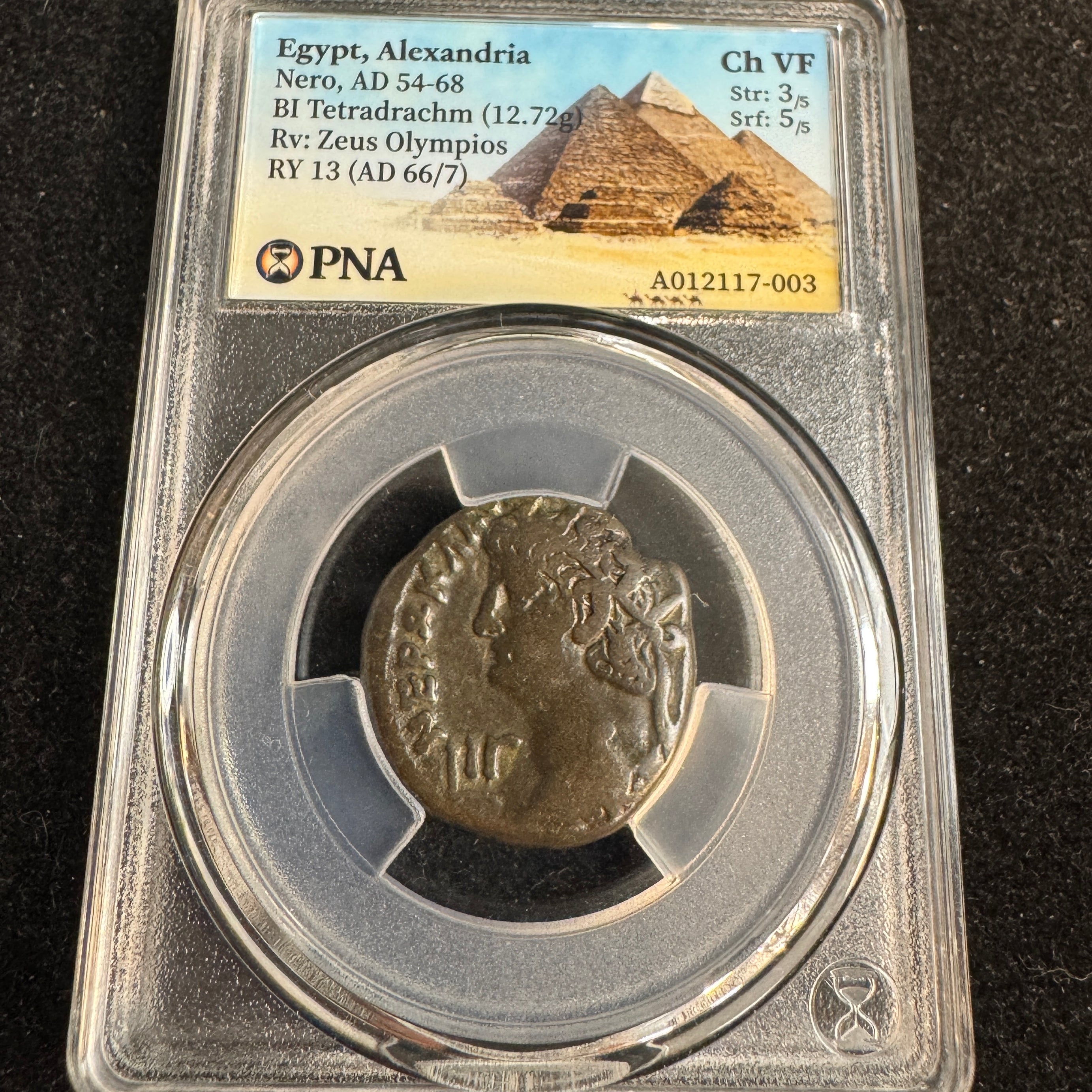 Nero (54-68 AD) Roman Egypt BI Tetradrachm, Alexandria RY 13 (66/7 AD) RV: Eagle - PNA Choice VF