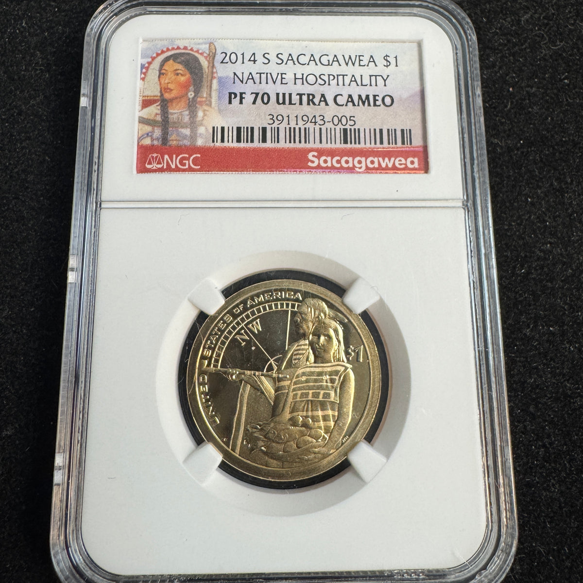 2014-S Proof Sacagawea $1 - Native Hospitality Type, NGC PF-70 Ultra Cameo