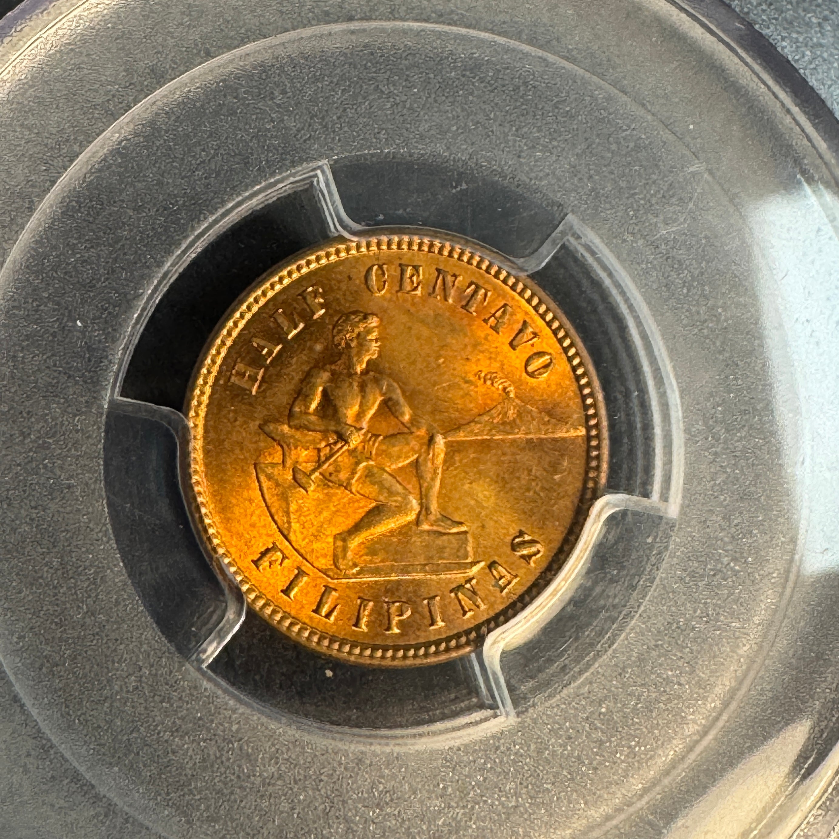 1903 US Philippines 1/2 Centavo, PCGS MS-63 RB Red-Brown