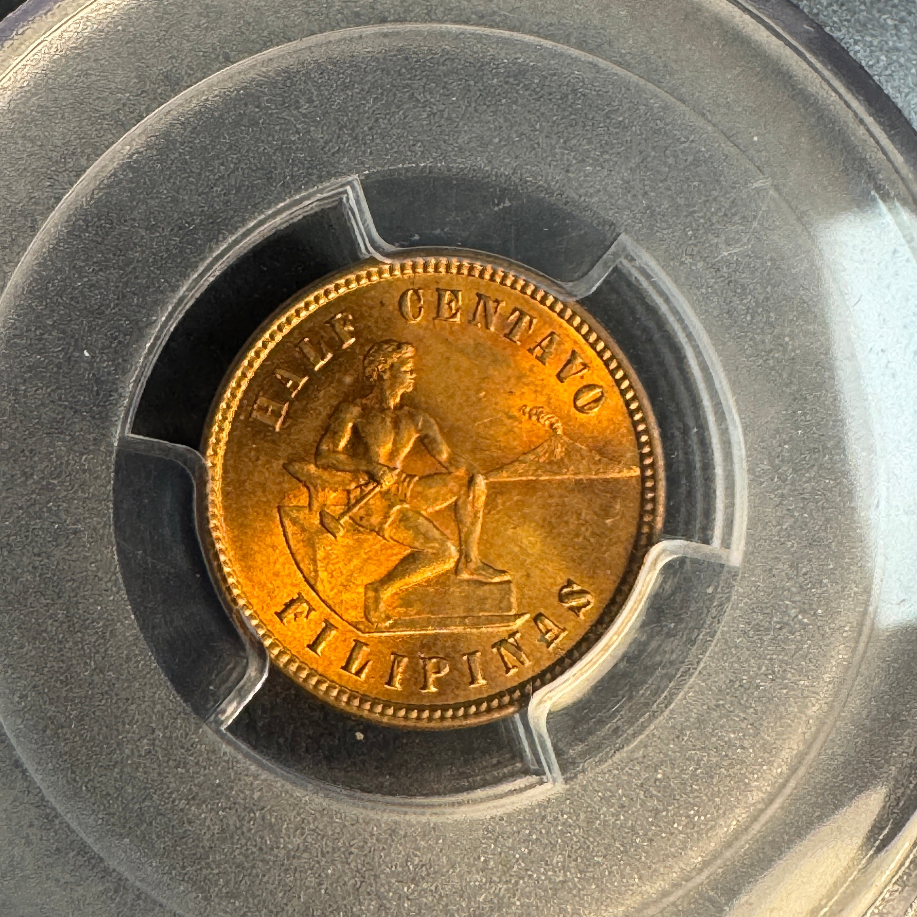 1903 US Philippines 1/2 Centavo, PCGS MS-63 RB Red-Brown