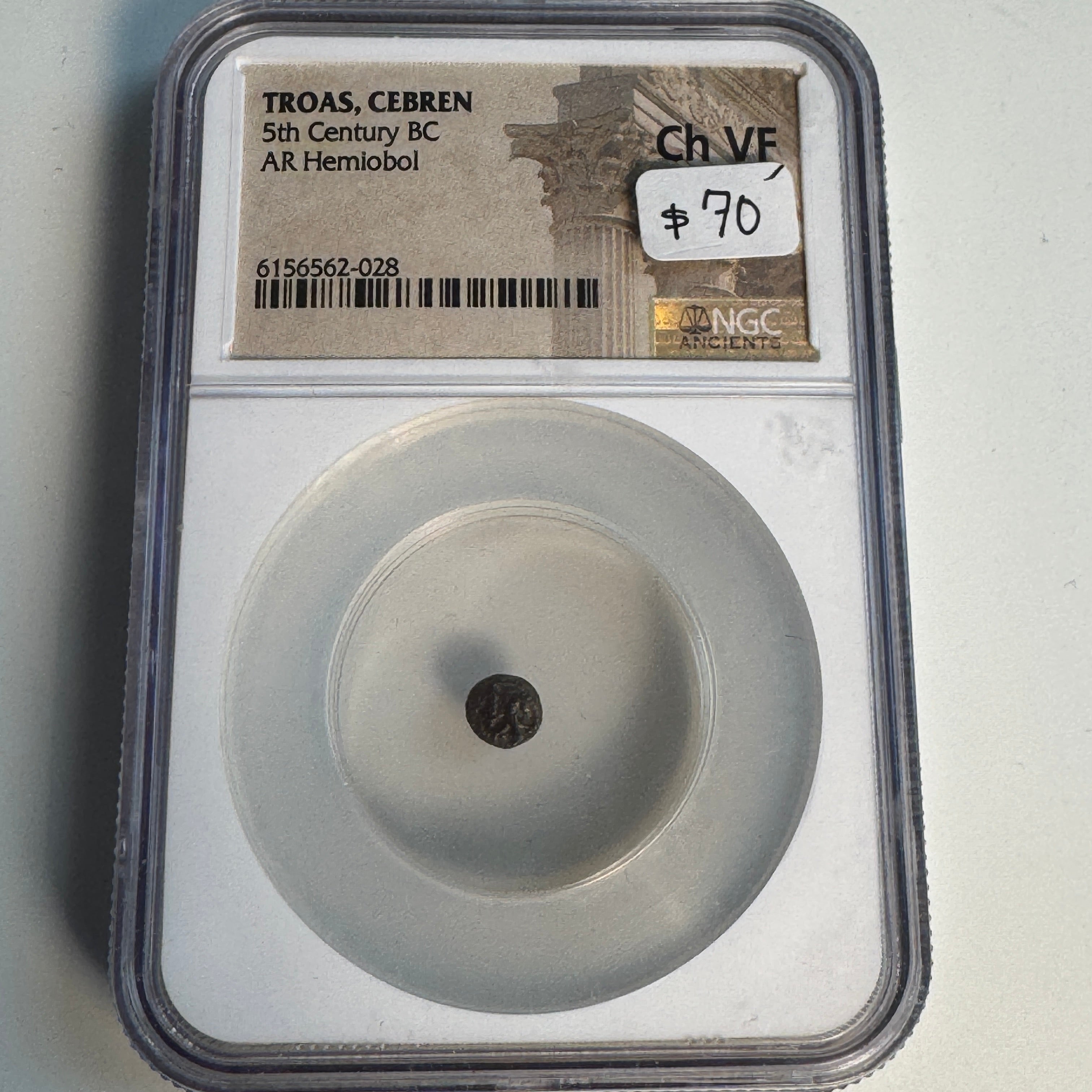 Greek Cebren in Troas - 5th Century BC - AR Hemiobol, NGC Choice VF