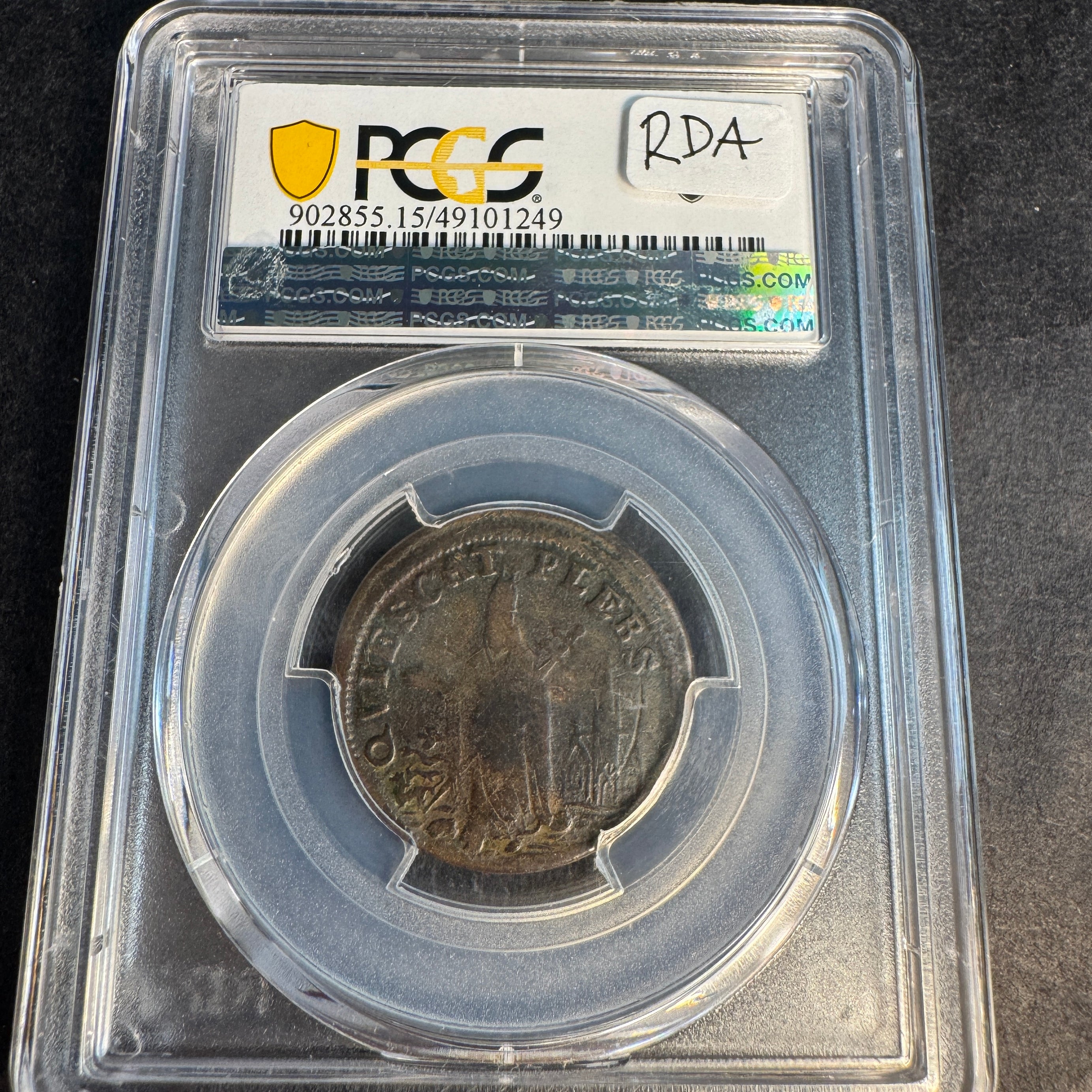 1670s New Jersey Saint Patrick Farthing, Martin 8a.1-Ba.3, PCGS F-15 ☘️
